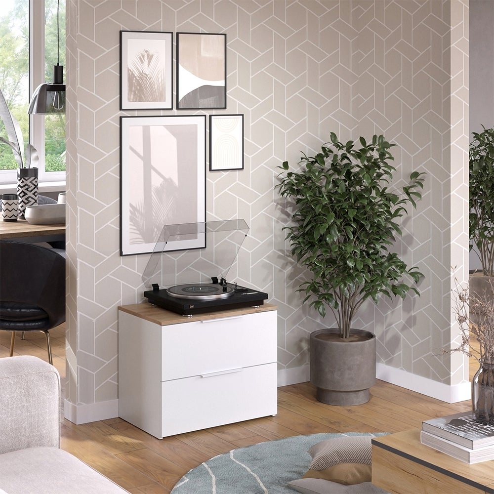 Vicco Commode Wido, Blanc/Sonoma, 60x50cm avec 2 tiroirs - 4