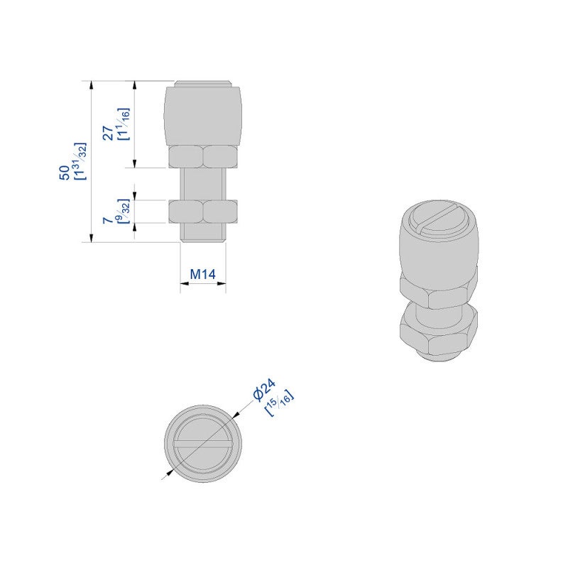 Guide olive en laiton Ø24 mm pour porte jusqu'à 400 kg - 2