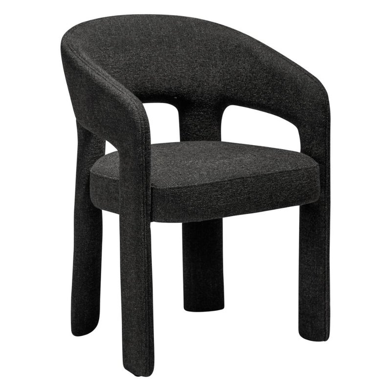 Splendor Dan-Form krzesło stołowe z podłokietnikami bouclé czarny.