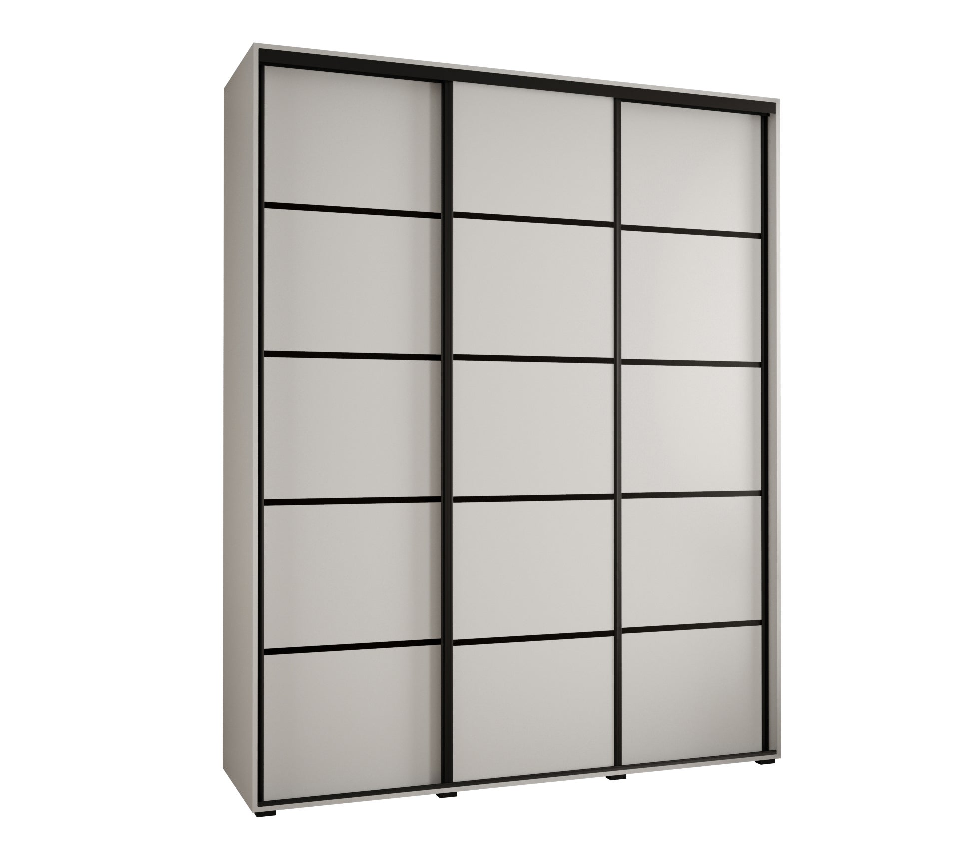 Szafa przesuwna wysoka Davos 4 200 x 45 x 235,2 cm biały + biały + u. czarny - Abiks Meble
