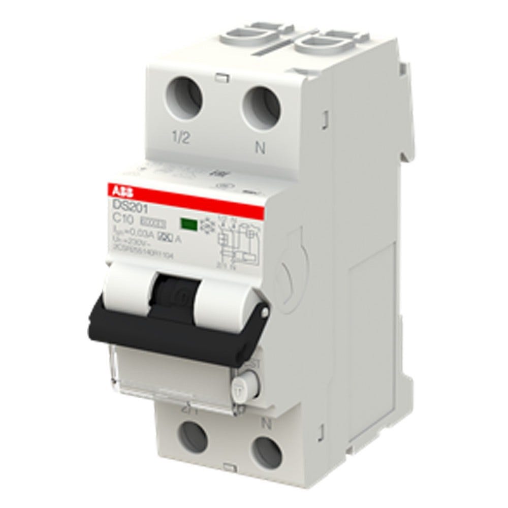 Interruttore magnetotermico differenziale ds201 c10 a30 1p n (ds1c10a30) abb | Leroy Merlin Interruttore magnetotermico differenziale ds201 c10 a30 1p n (ds1c10a30) abb | Leroy Merlin