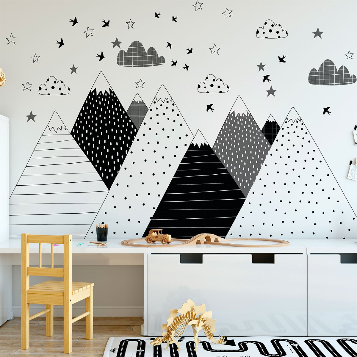 Stickers enfant montagnes scandinaves saska 120 x 180 cm - 6