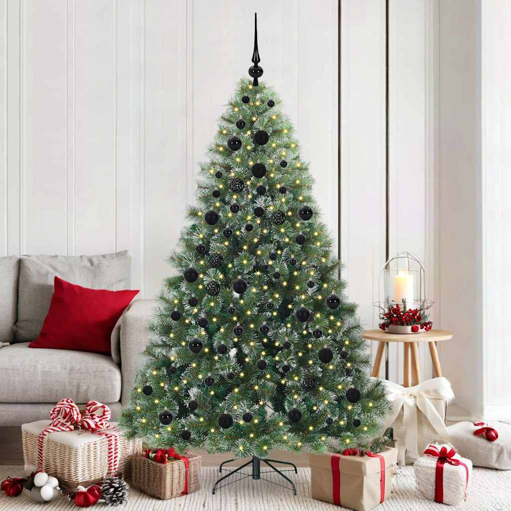 Sztuczna choinka z 300 diodami LED Zielony 180 cm PE i PVC