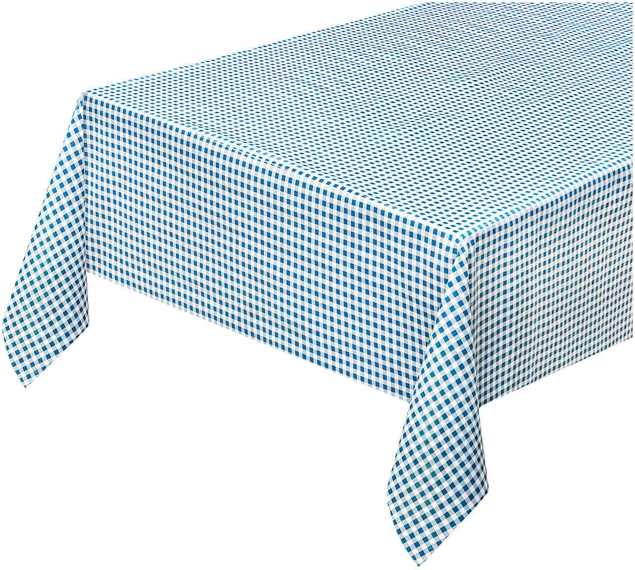 Mantel antimanchas cocina moderna 140x300 cm protector de cubremesa de lona a cuadros azul