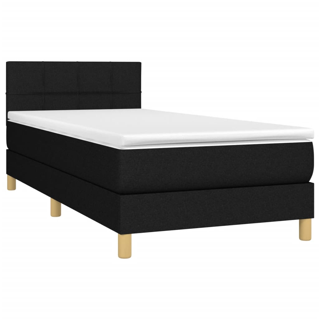 Maison Exclusive - Sommier à lattes de lit avec matelas et LED Noir 90x200cm Tissu - 3