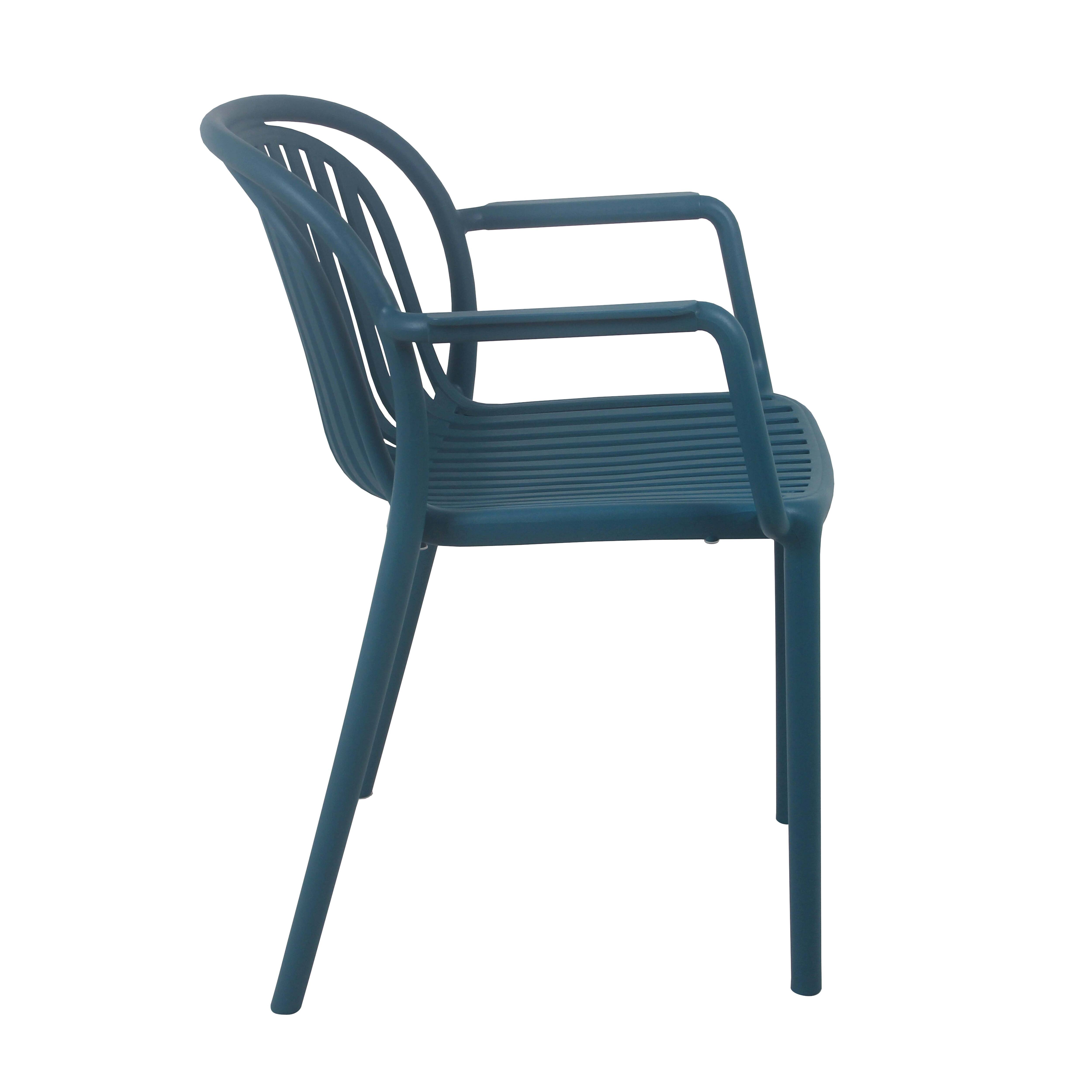 Lot de 4 fauteuils en plastique bleu canard - 3