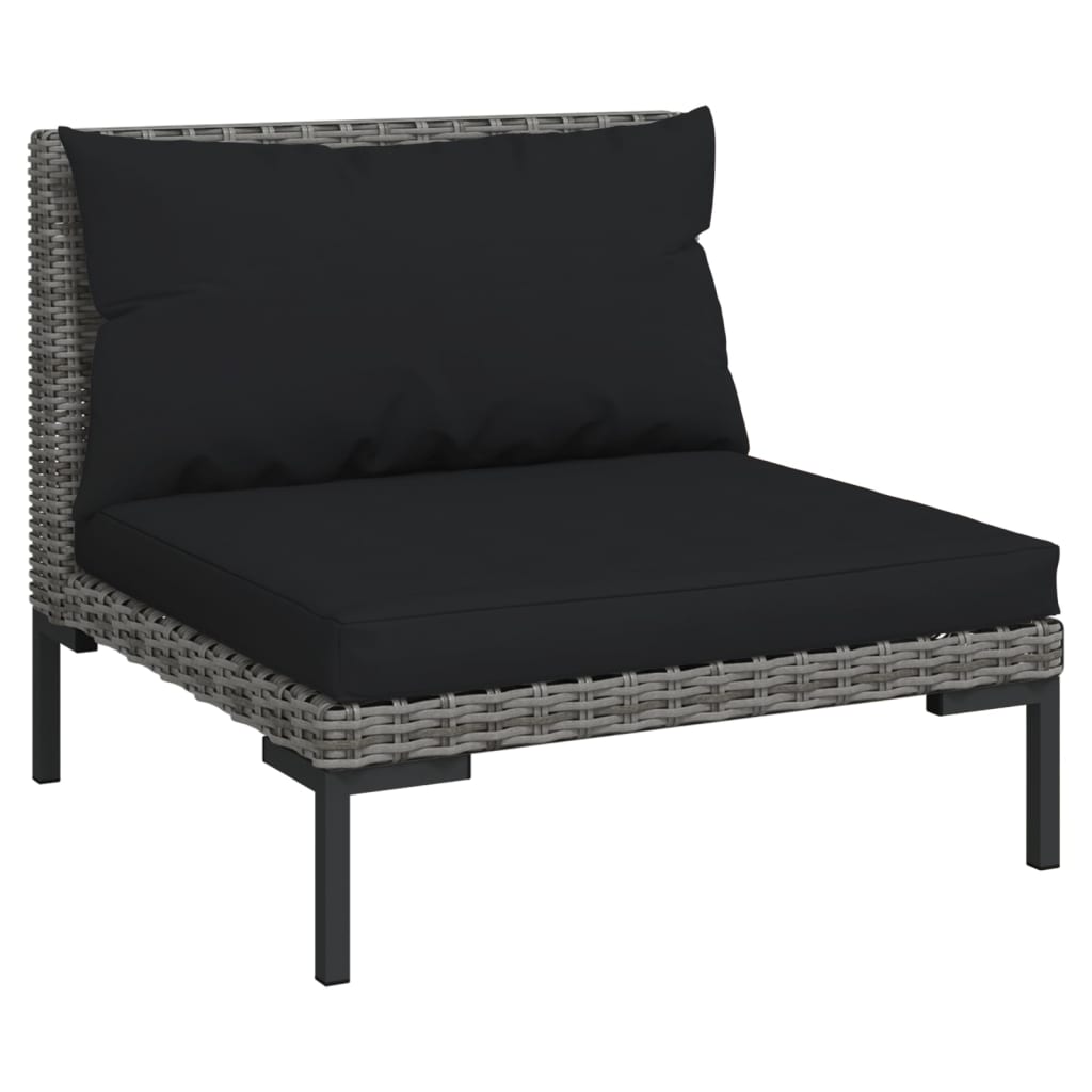 Maison Exclusive - Set Divani da Giardino 4 pz con Cuscini Polyrattan Grigio Scuro - 3