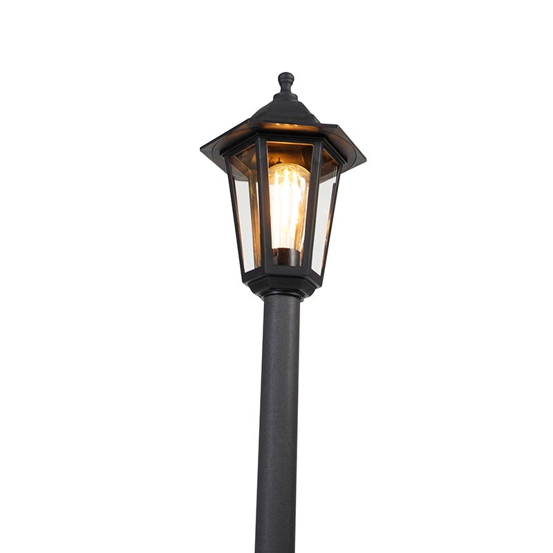 Qazqa classic-antique lanterne extérieure pour jardin - New Haven - noir, max. 15w, e27, 122cm, IP44 - 9