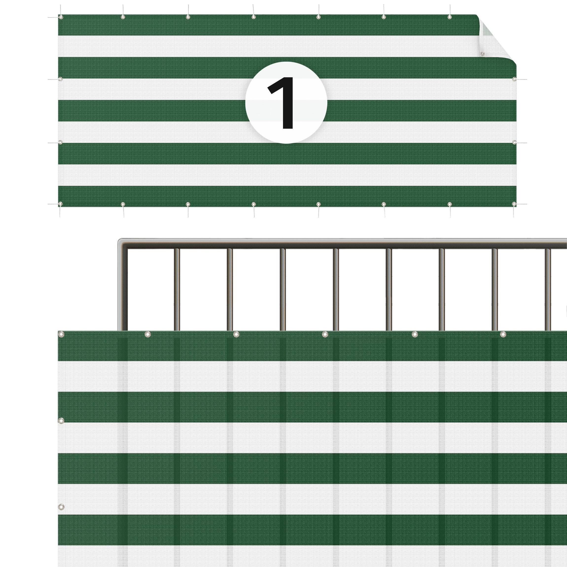 Brise vue brise vent balcon appartement jardin vert H.1,3 x L.1 M avec attaches résistant aux intempéries 270 g/m² mesh 1223 - 5