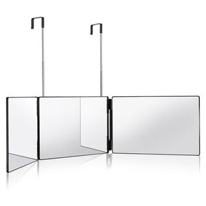 Miroir 3 Faces BAVATEE Avec Crochet Télescopique - 360° Pour Coiffure, Rasage, Maquillage, Sans LED