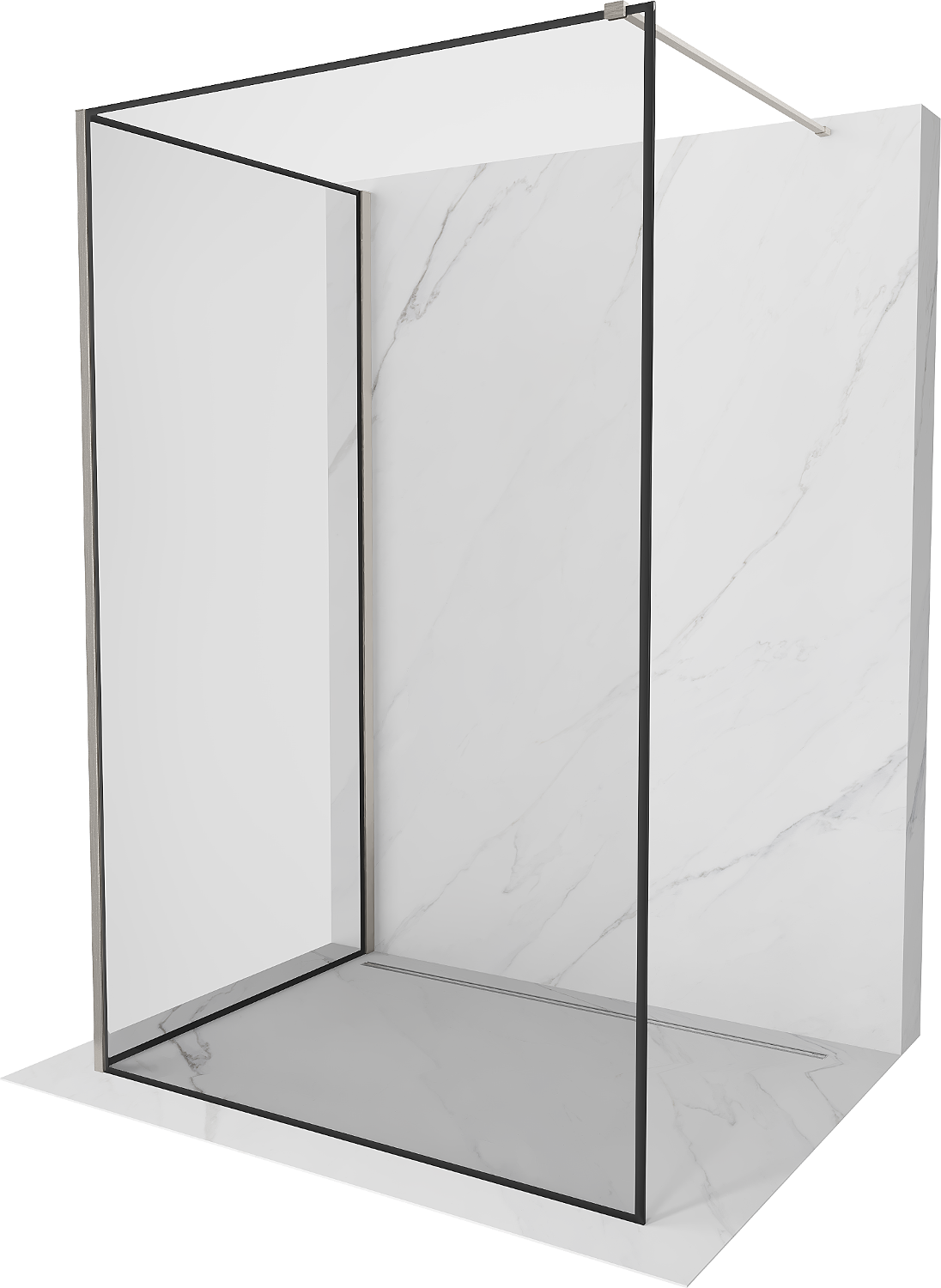 Mexen Kioto ścianka prysznicowa Walk-in 140 x 90 cm, czarna ramka, nikiel szczotkowany - 800-140-212-97-70-090
