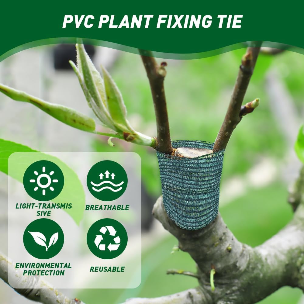 2 Pièces Sangles de Fixation pour Arbre de Jardin, Attaches pour Arbres 3 cm × 50 m Perméable à l'air Liens pour Ligatures, Vert - 2