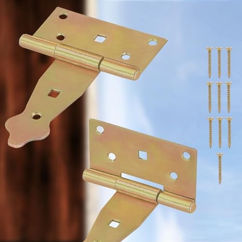 Lot de 2 Charnières de Porte en Croix Galvanisé - 100 mm - Doré - Charnière à Portail de Jardin - KOTARBAU - 6