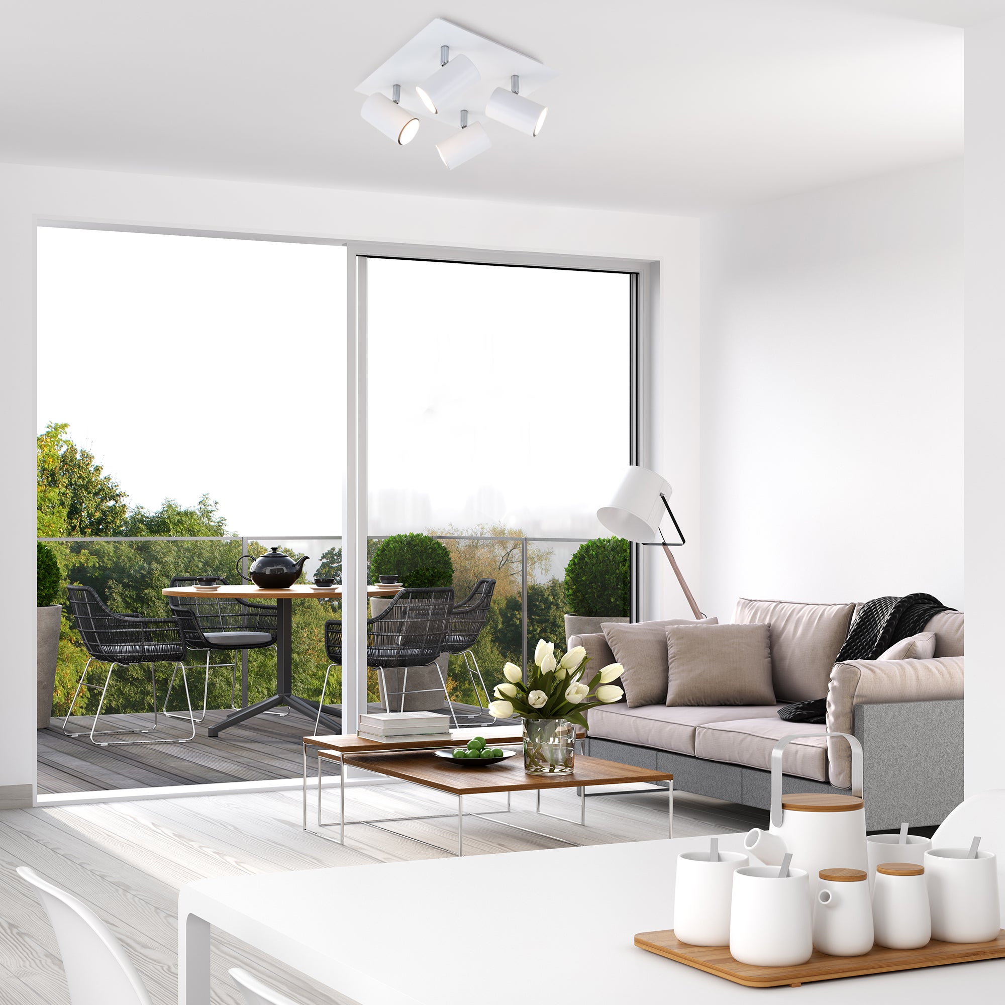 Plafonnier Spot BRILONER LEUCHTEN RUN, 40 W, IP20, blanc, métal, incl., 4x GU10, 26,5 x 26,5 x 12,3 cm - 6