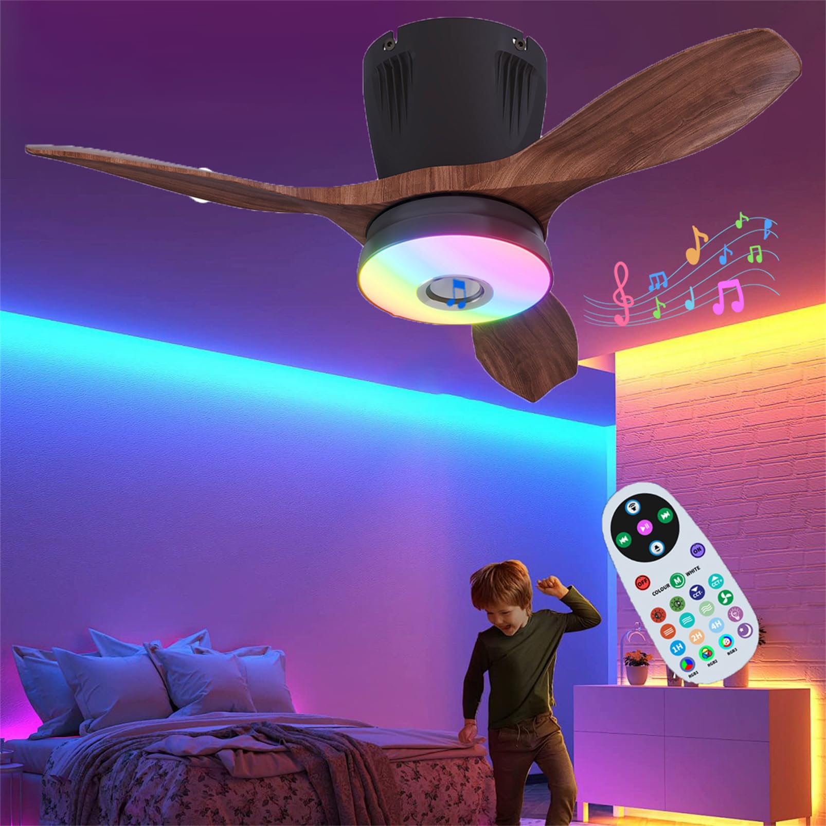 Ventilateur De Plafond 43 W Avec clairage 3 Vitesses Variateur 3 
