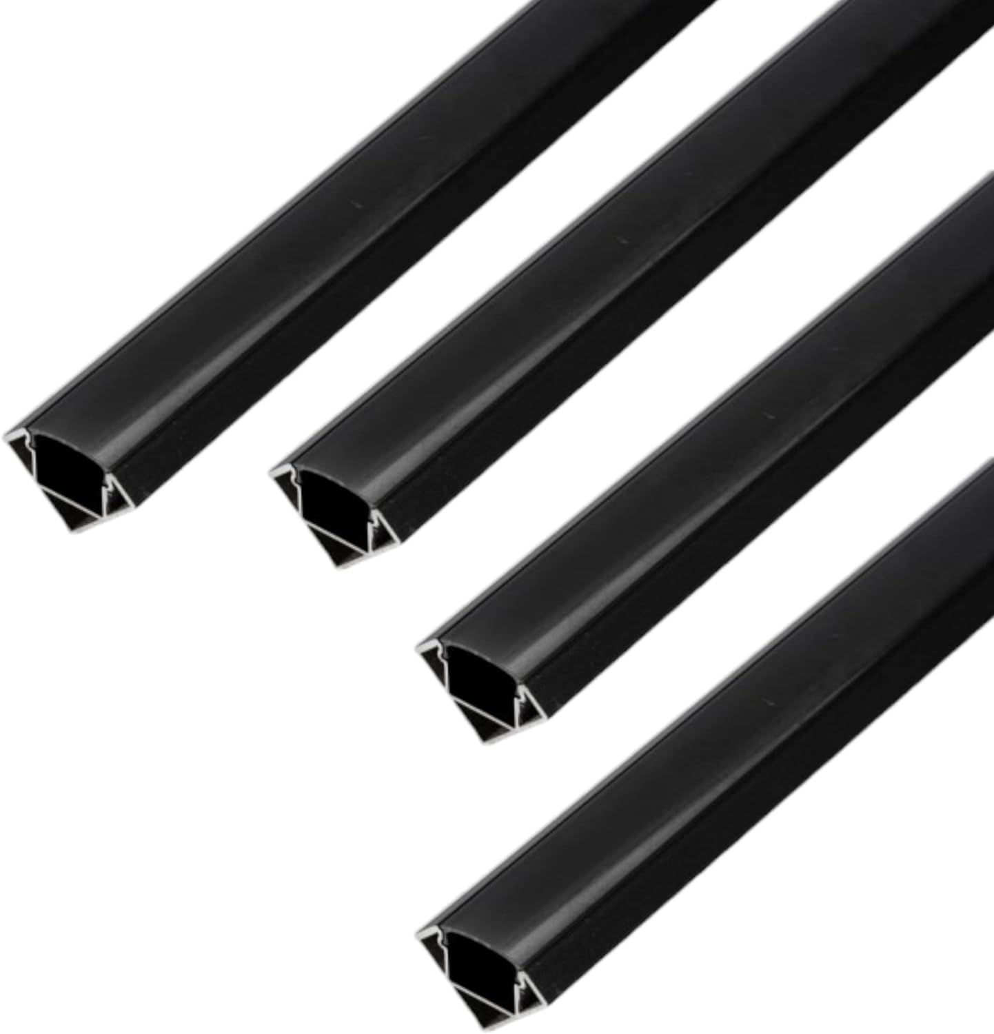 Pakiet x4 Czarny profil aluminiowy 1m do taśmy LED Narożnik z czarną półprzezroczystą osłoną 18,2x18,2mm