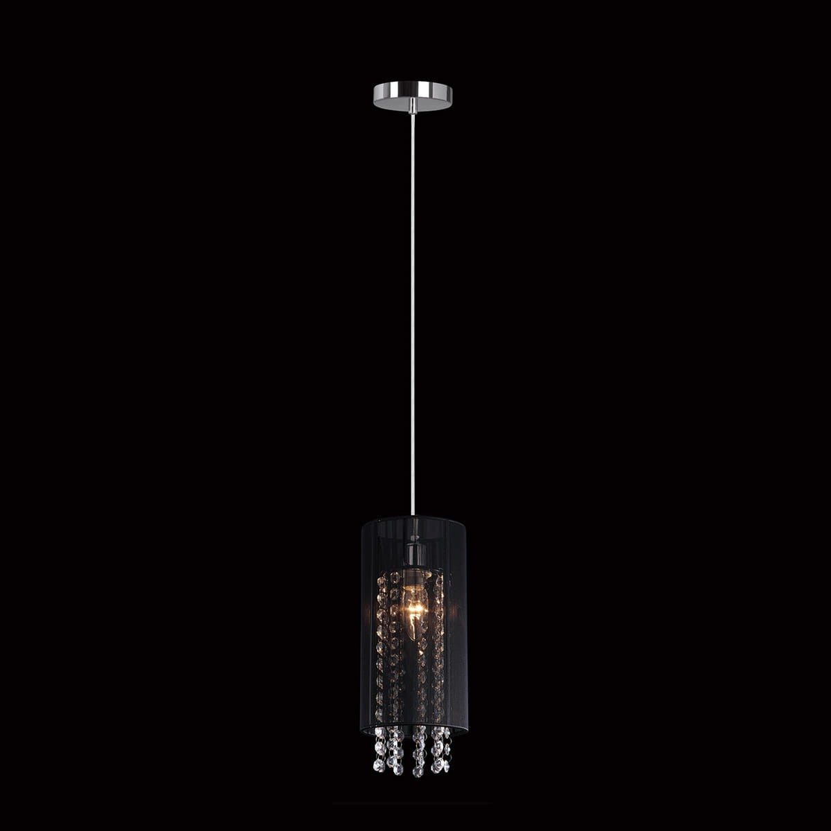 Lampa wisząca Lana czarna-chromowana 1xE14x40W kryształowa wym: 120 x 13 x 13 cm kryształ Italux - 3