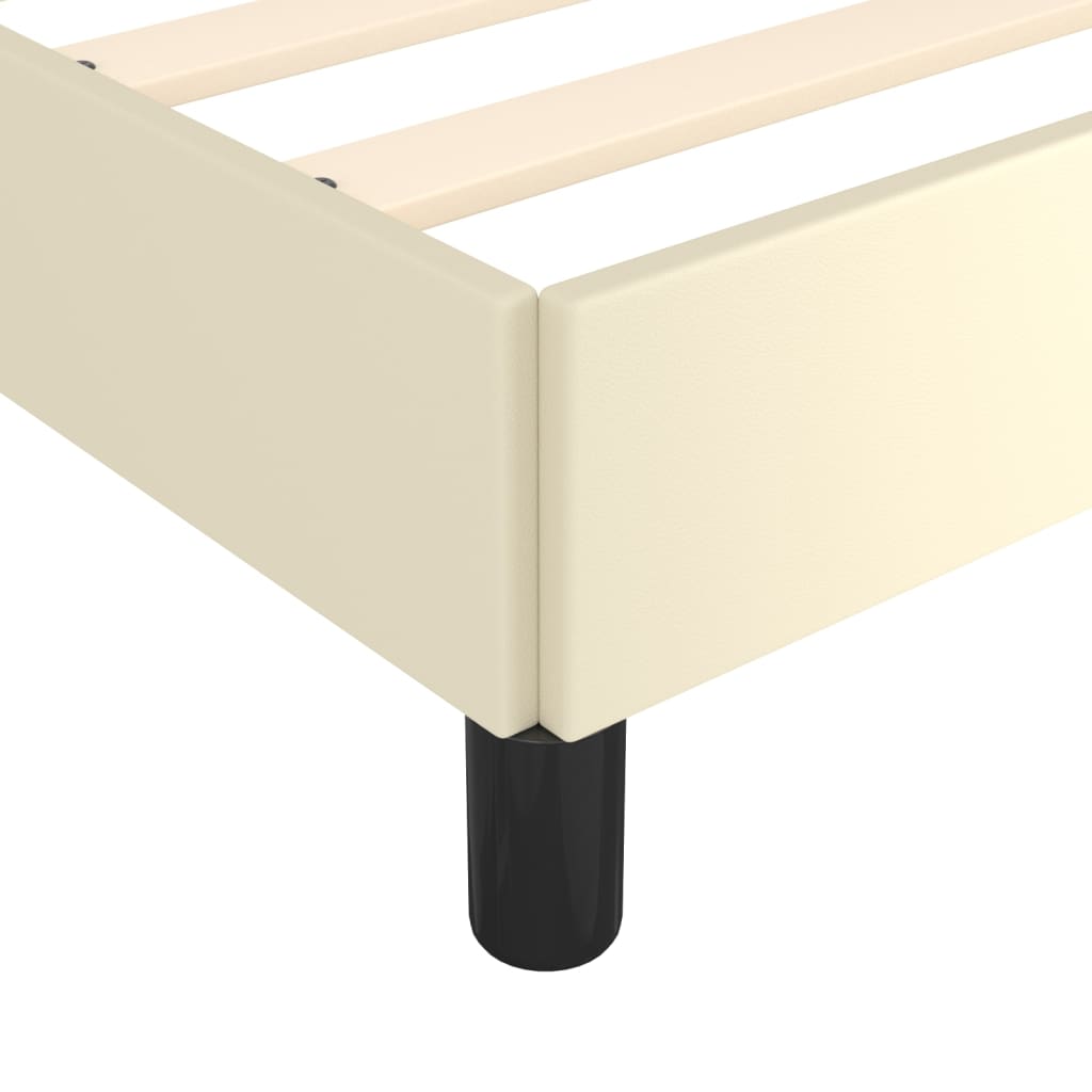 Cadre de lit sans matelas en similicuir crème, pour la chambre, 100 × 200 cm - 8