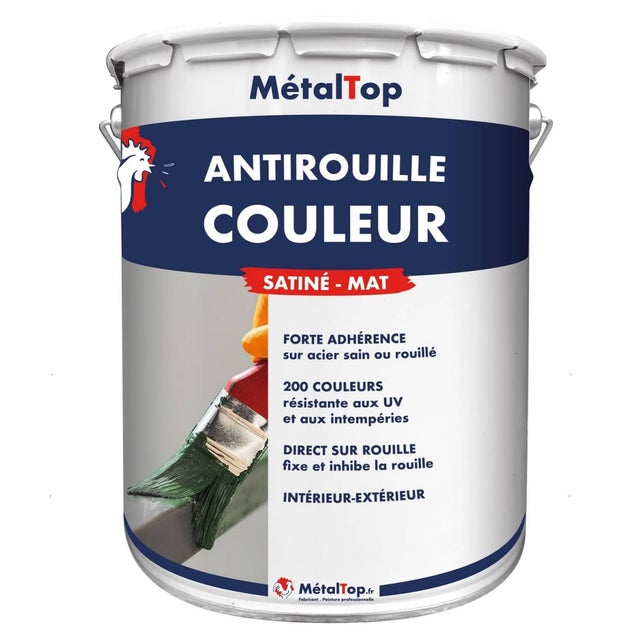 Antirouille Couleur - Brun acajou - RAL 8016 - 15 L - Métaltop