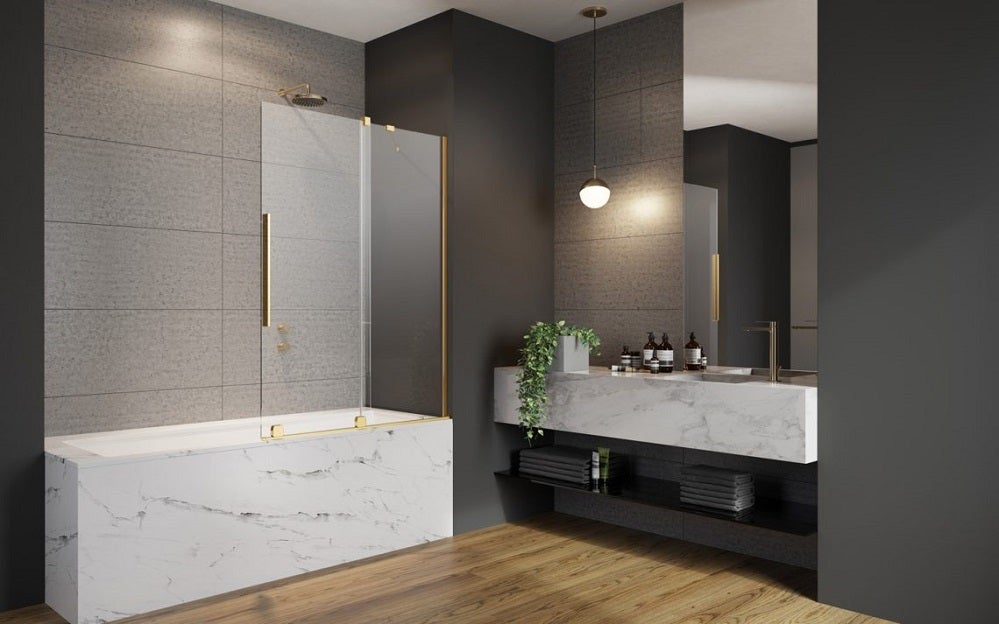 Pare baignoire coulissant droite largeur 180 cm couleur doré FURO GOLD PND II verre 8mm - 2