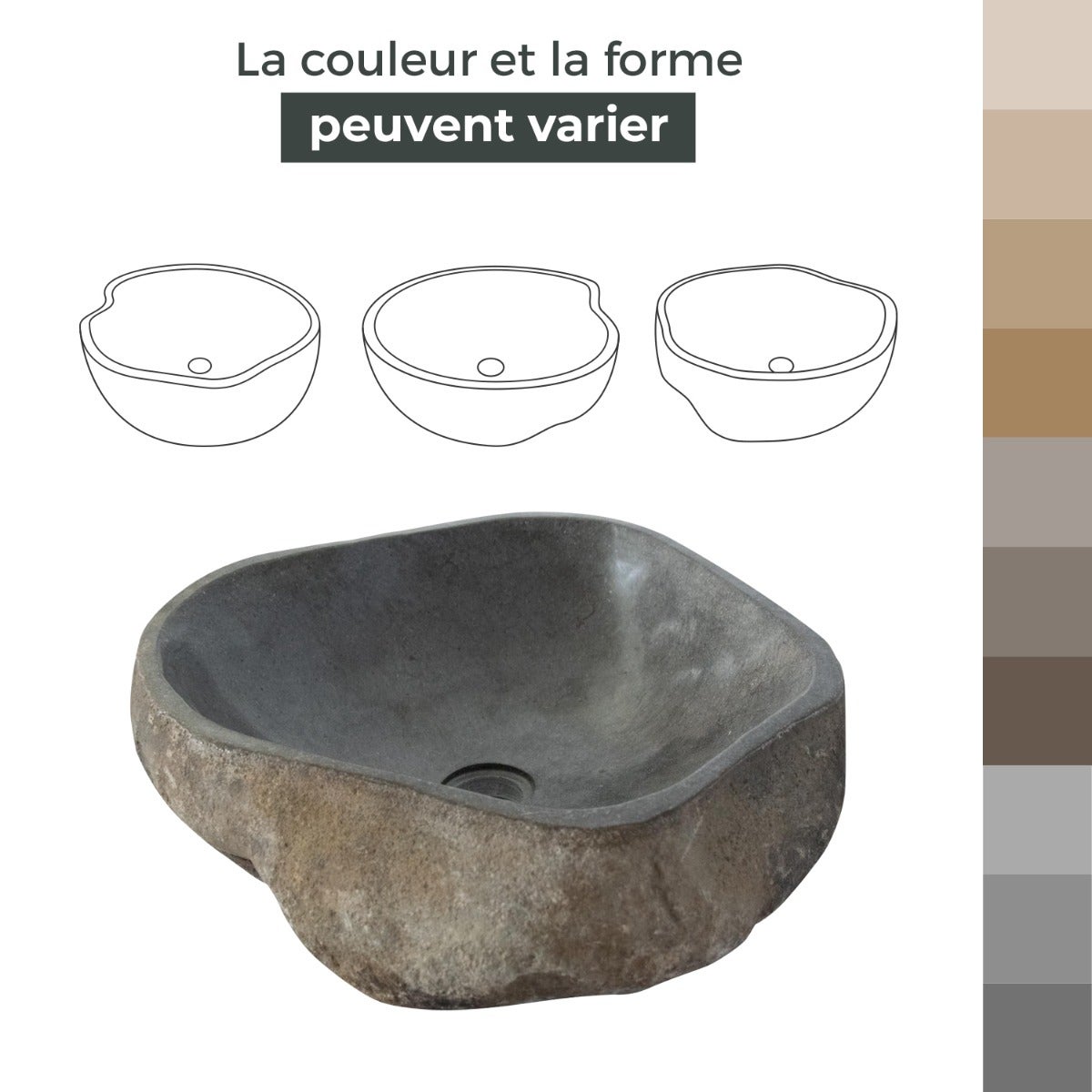 Vasque à poser en pierre de rivière Eden-Roc - 5