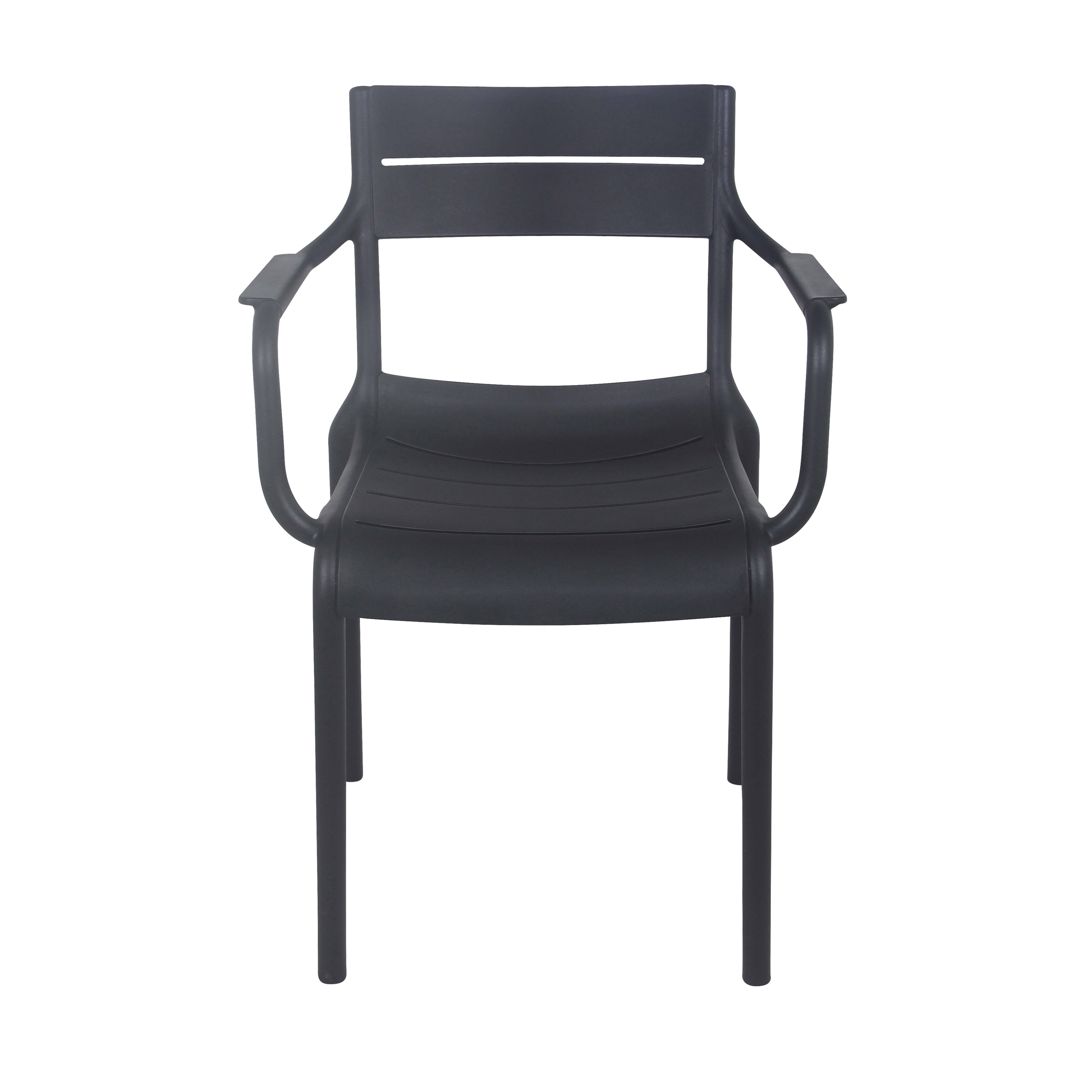 Lot de 4 fauteuils de terrasse en plastique noir - 4