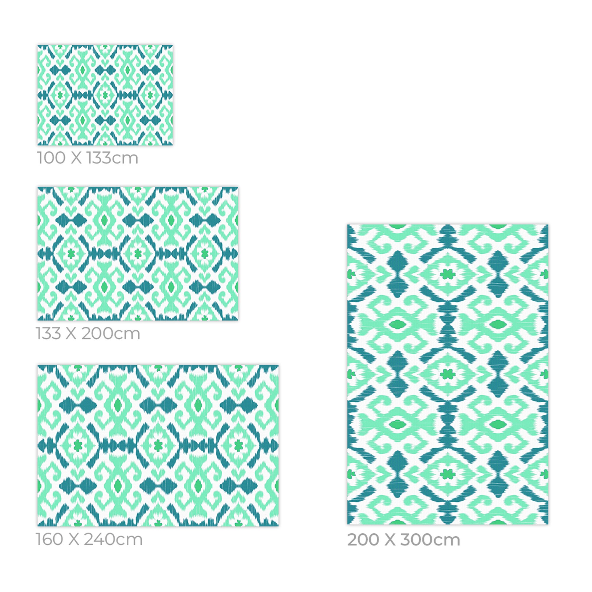 Tapis PVC Intérieur/Extérieur Ikat Bleu turquoise 160x240 cm - Vinyle imprimé antidérapant, lavable et résistant pour terrasse et maison - 7