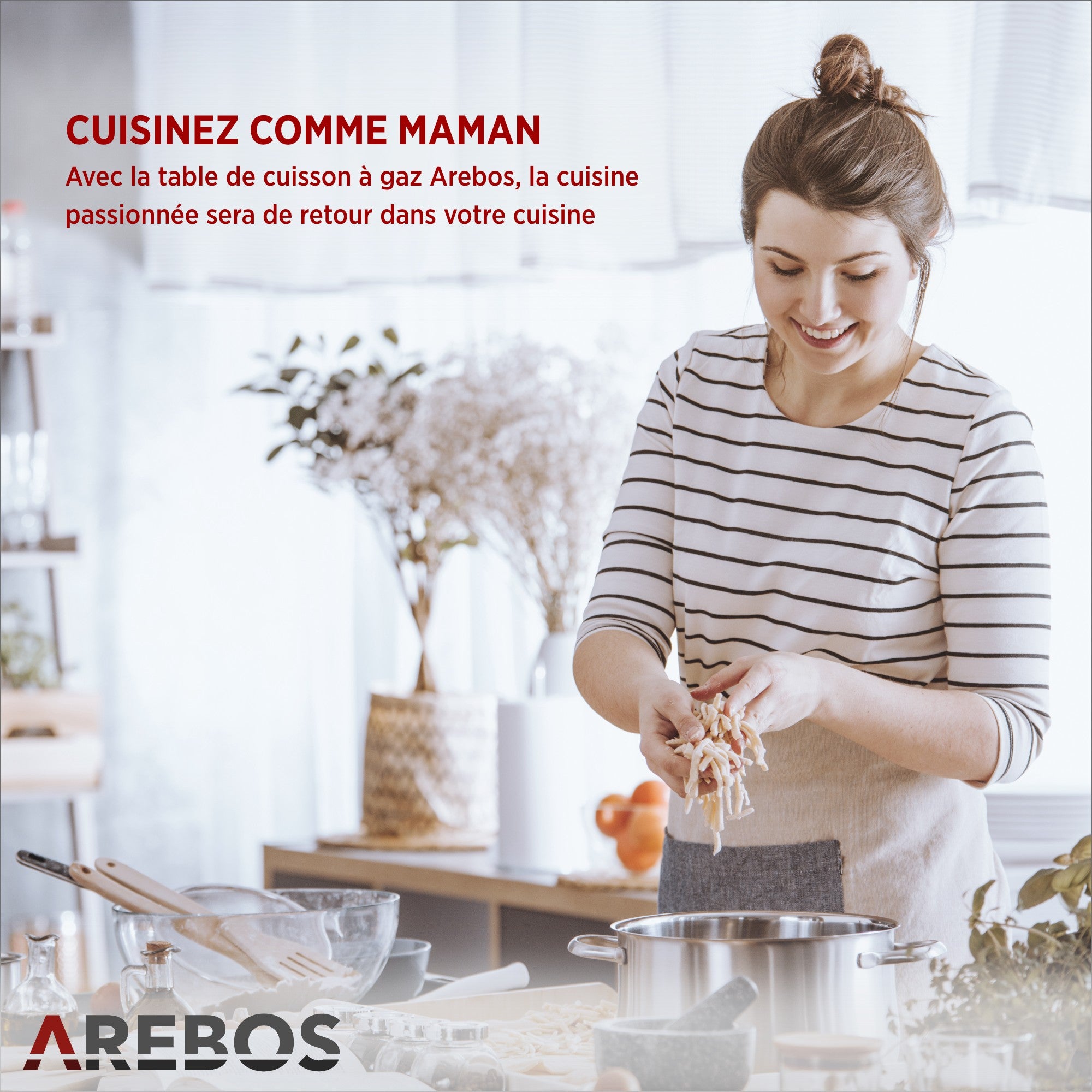 AREBOS Plaque de cuisson à gaz à 2 brûleurs – Design moderne, compatible gaz naturel et propane, sécurité intégrée, idéale pour toutes les cuisines - 3