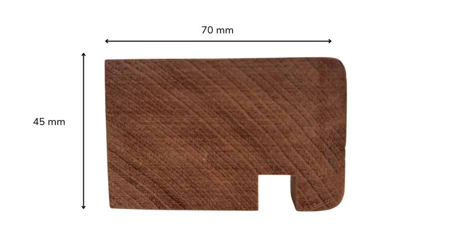 Mamperlán macizo de madera de sapelli. dimensiones 1300x70x45mm