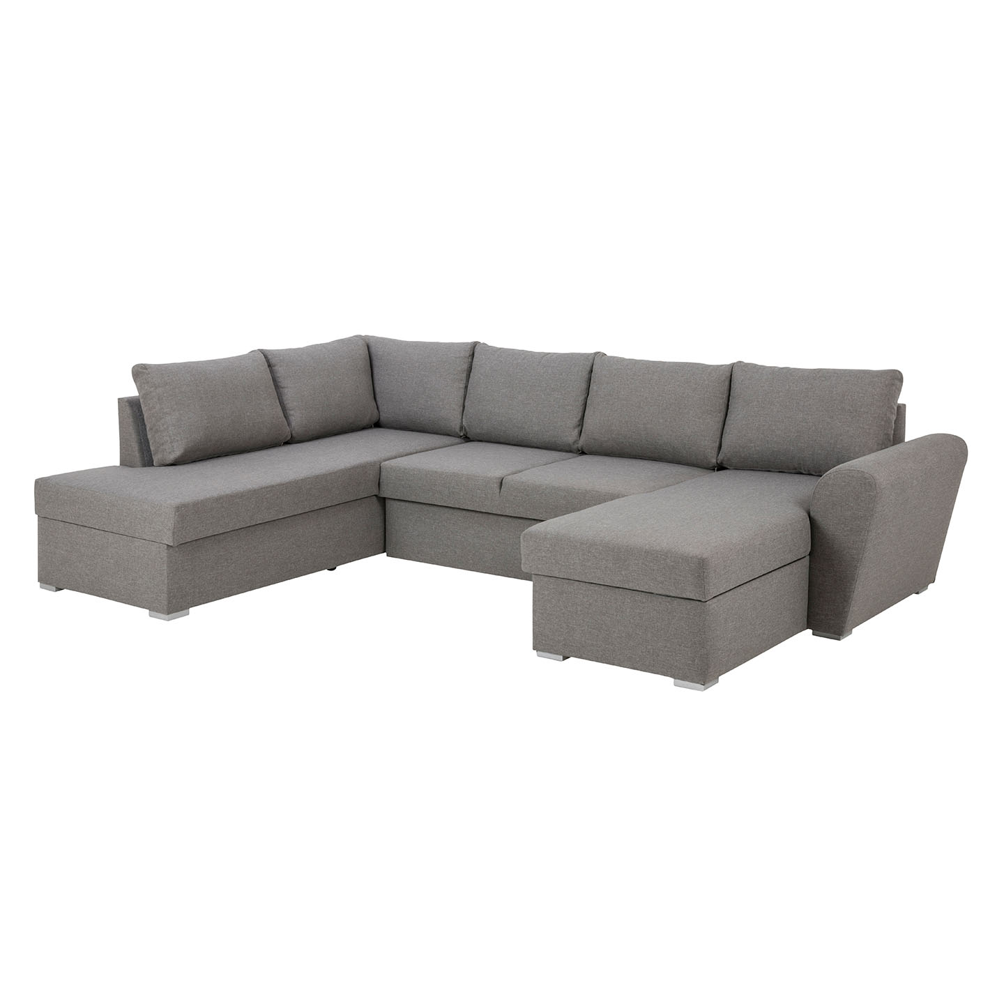 Stan sofa z funkcją spania narożna, prawy szezląg, jasnoszara.
