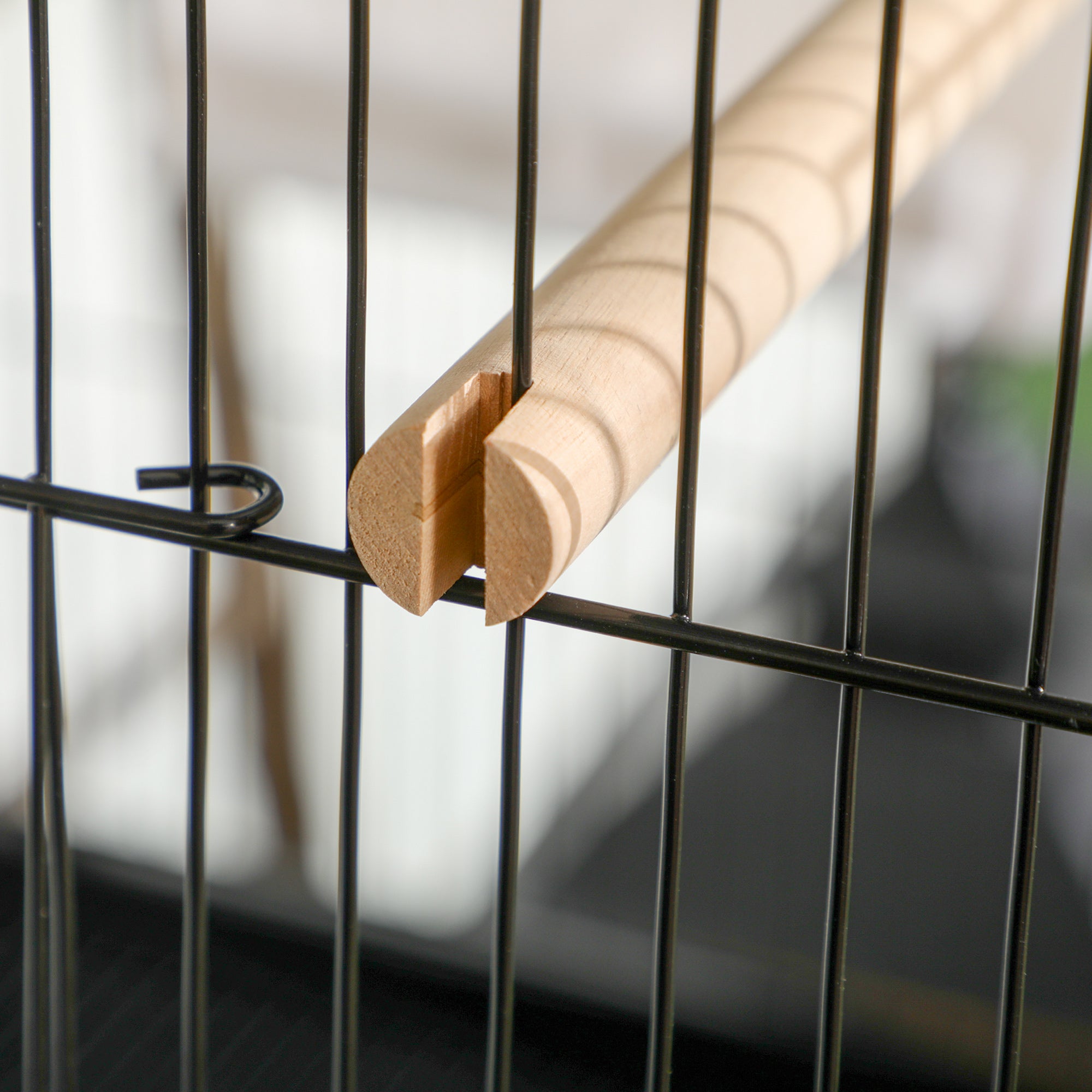 PawHut Gabbia Voliera per Uccelli per Interni con Ruote e Vassoi Estraibili, 51.5x50x140 cm, Nero - 9