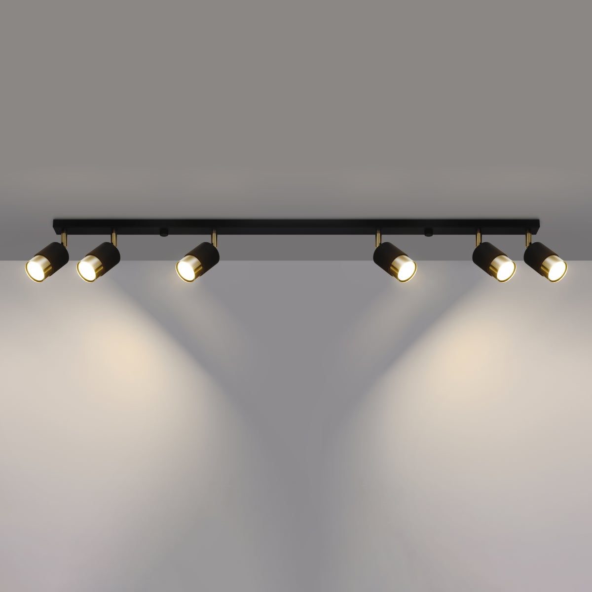 Plafon ALVOR 6 czarny/złoty LED 3000K - 117x5x18cm Sollux