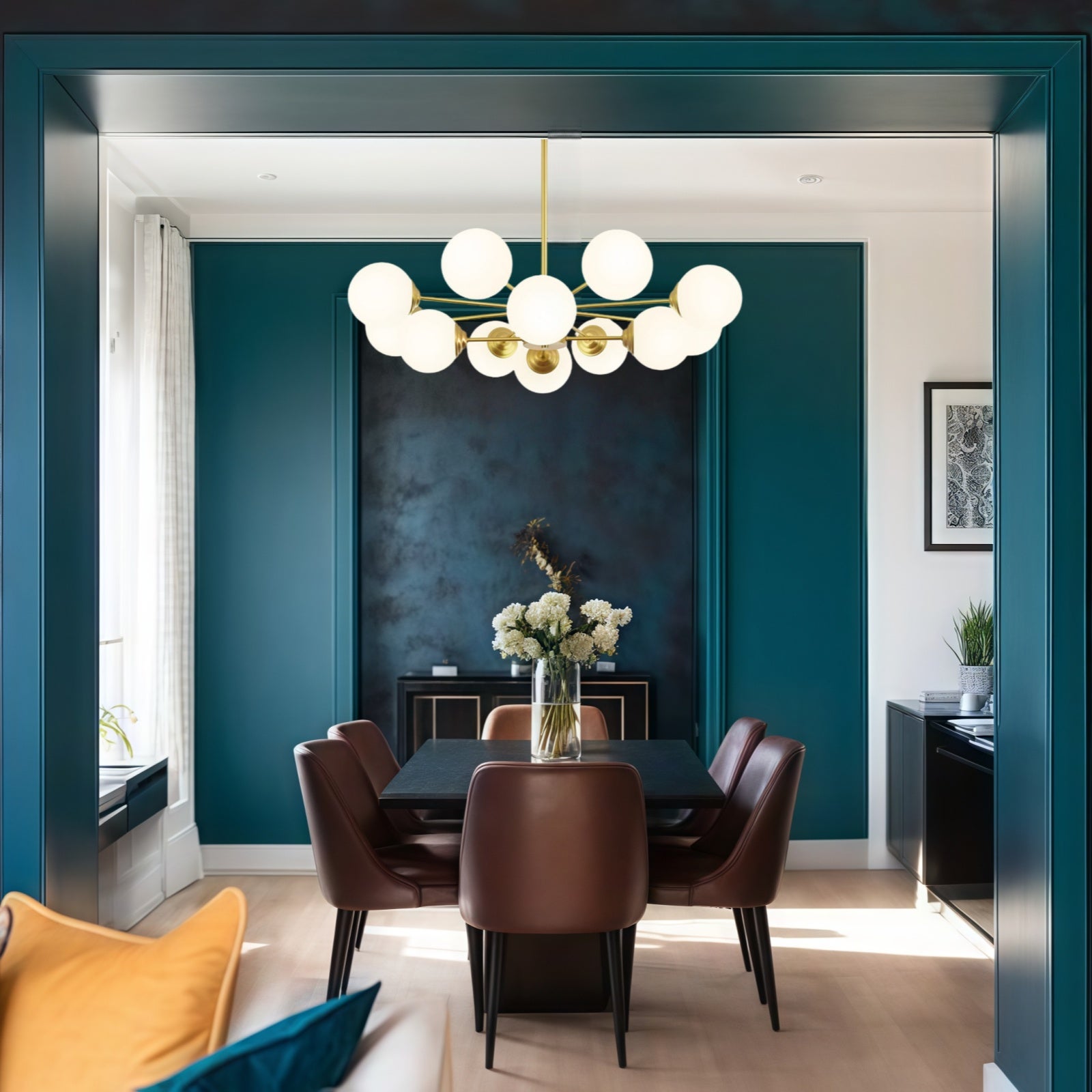 COMELY Lustre Sputnik Doré 12 Lumières E27 avec Globes en Verre, Plafonnier Design Moléculaire pour Salon Salle à Manger Chambre - 8