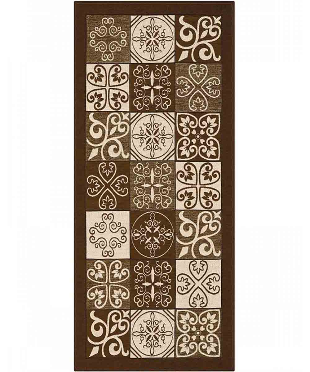 Dywan welurowy antypoślizgowy MAIOLICA 55x280 cm BRĄZOWY | GalleriaFarah1970