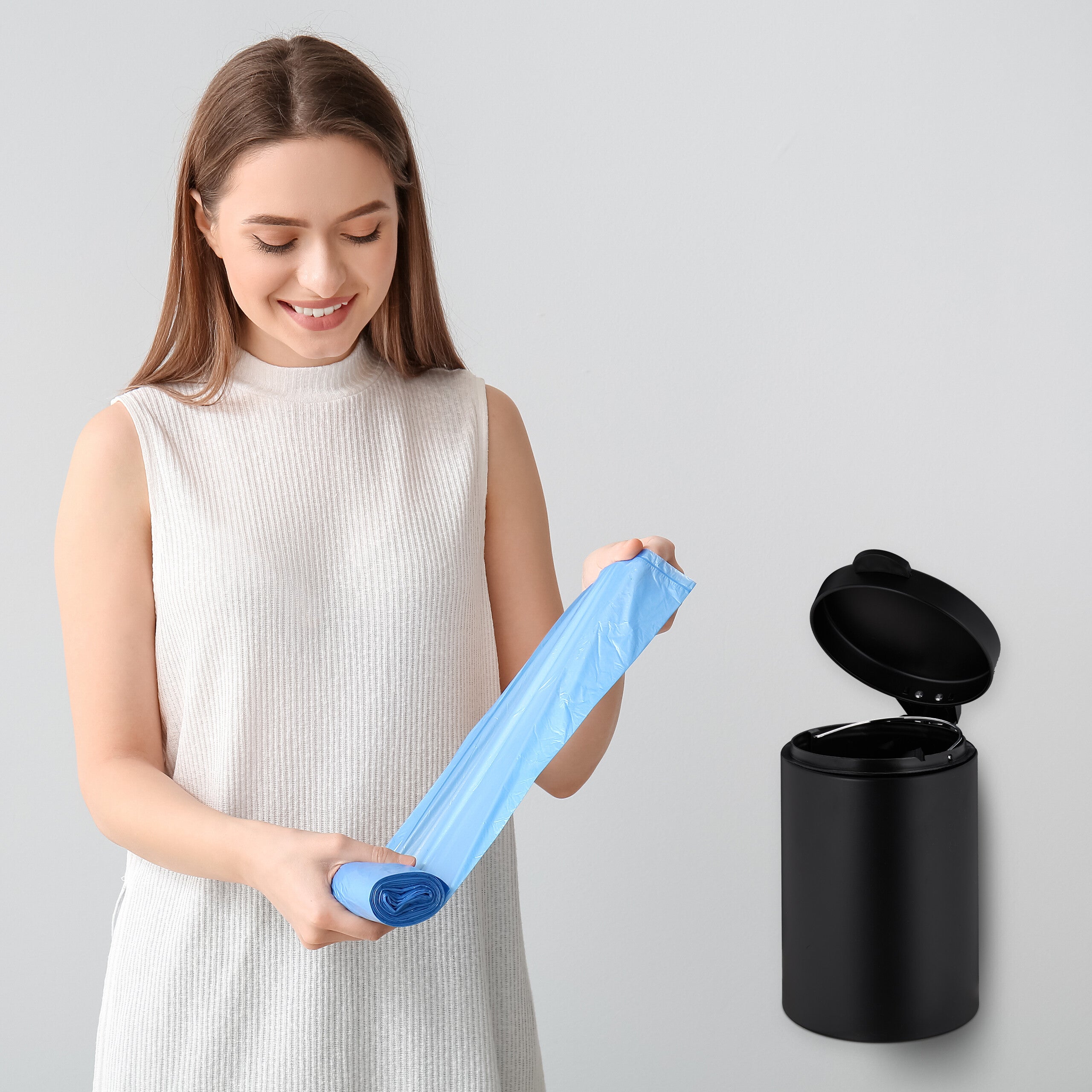 Relaxdays Cestino da Bagno da Muro, 3 L, Chiusura Automatica, Secchio Interno Estraibile, Bidone in Acciaio Inox, Beige - 3