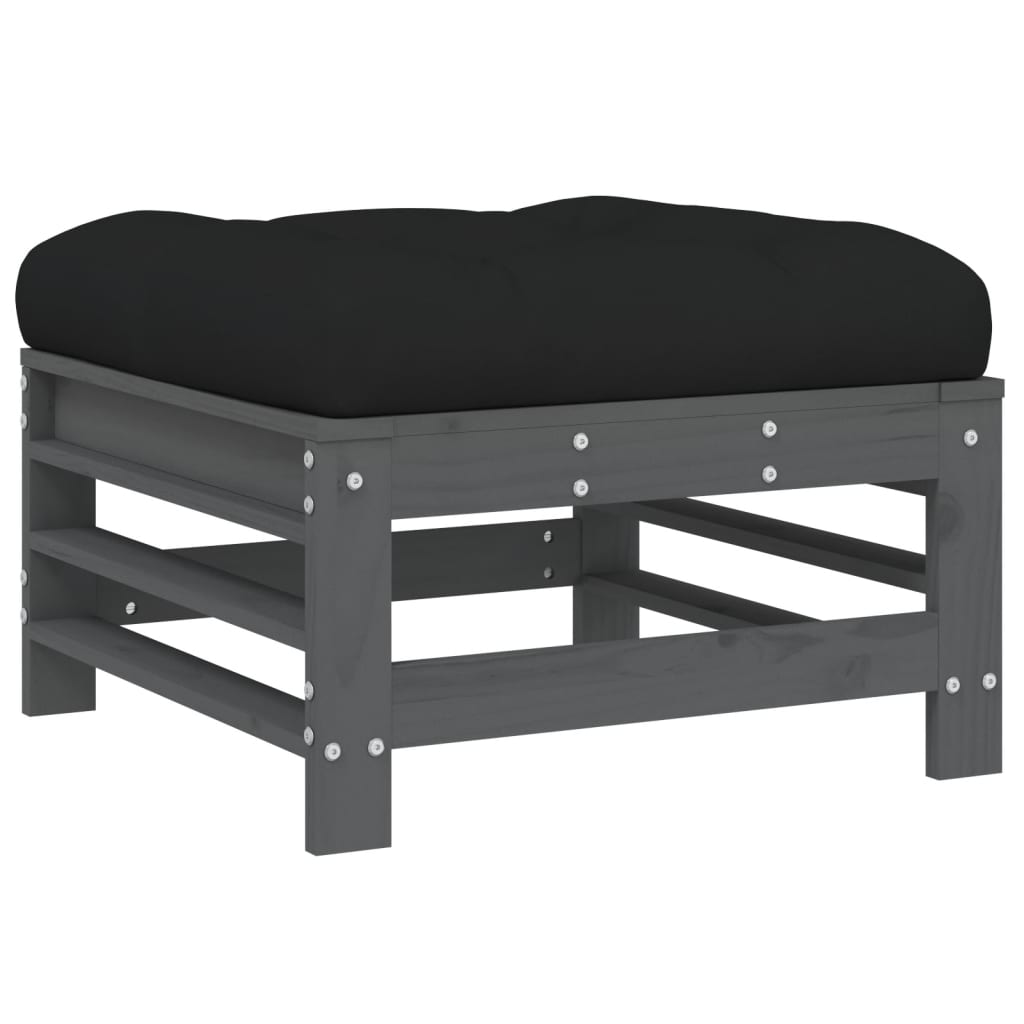 Maison Exclusive - Salon de jardin 3 pcs avec coussins gris bois massif - 6