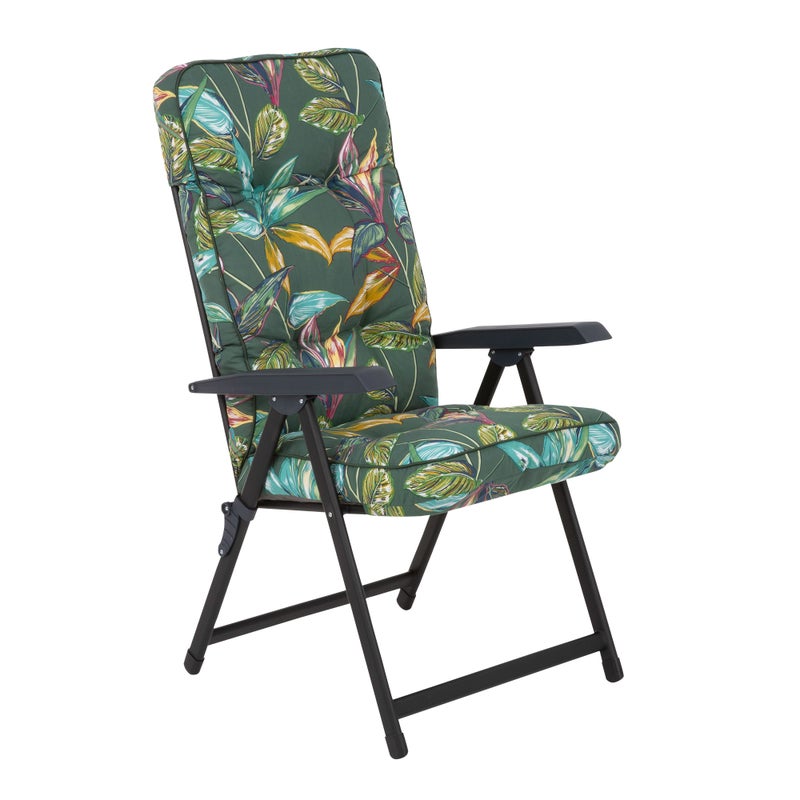 Fotel ogrodowy rozkładany Lena Black Edition wzór tropikalny Patio