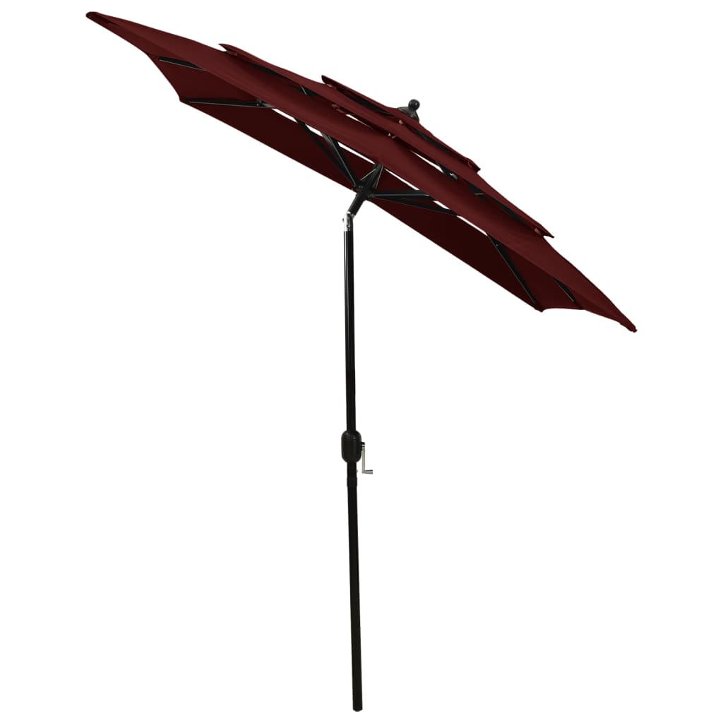 Parasol à 3 niveau x avec mât en aluminium 2 x 2 m bordeaux 02_0008752 - 3