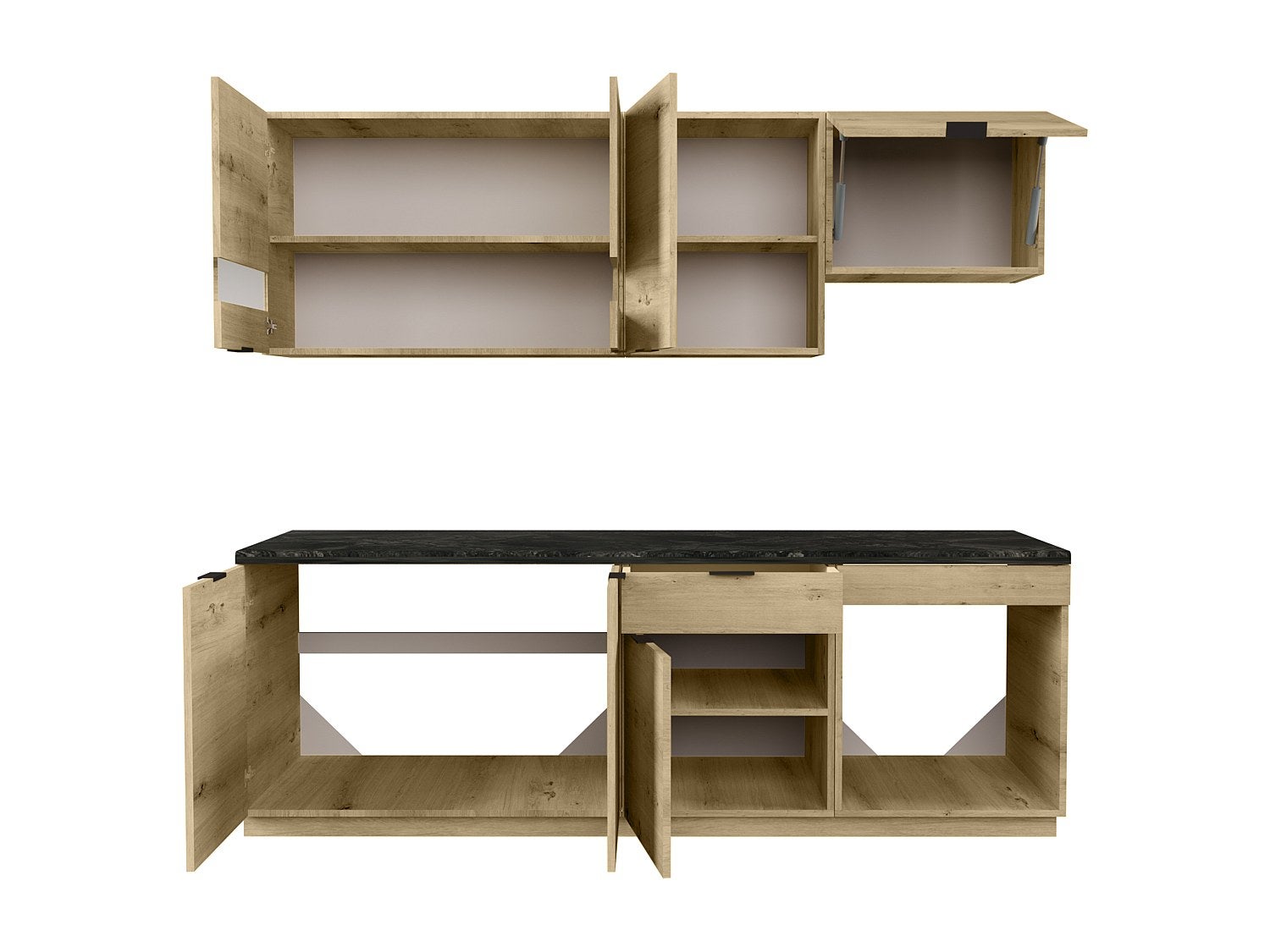 Cocina completa - 200 cm - 6 muebles de almacenamiento - Natural y Antracita - CARMEO - 4