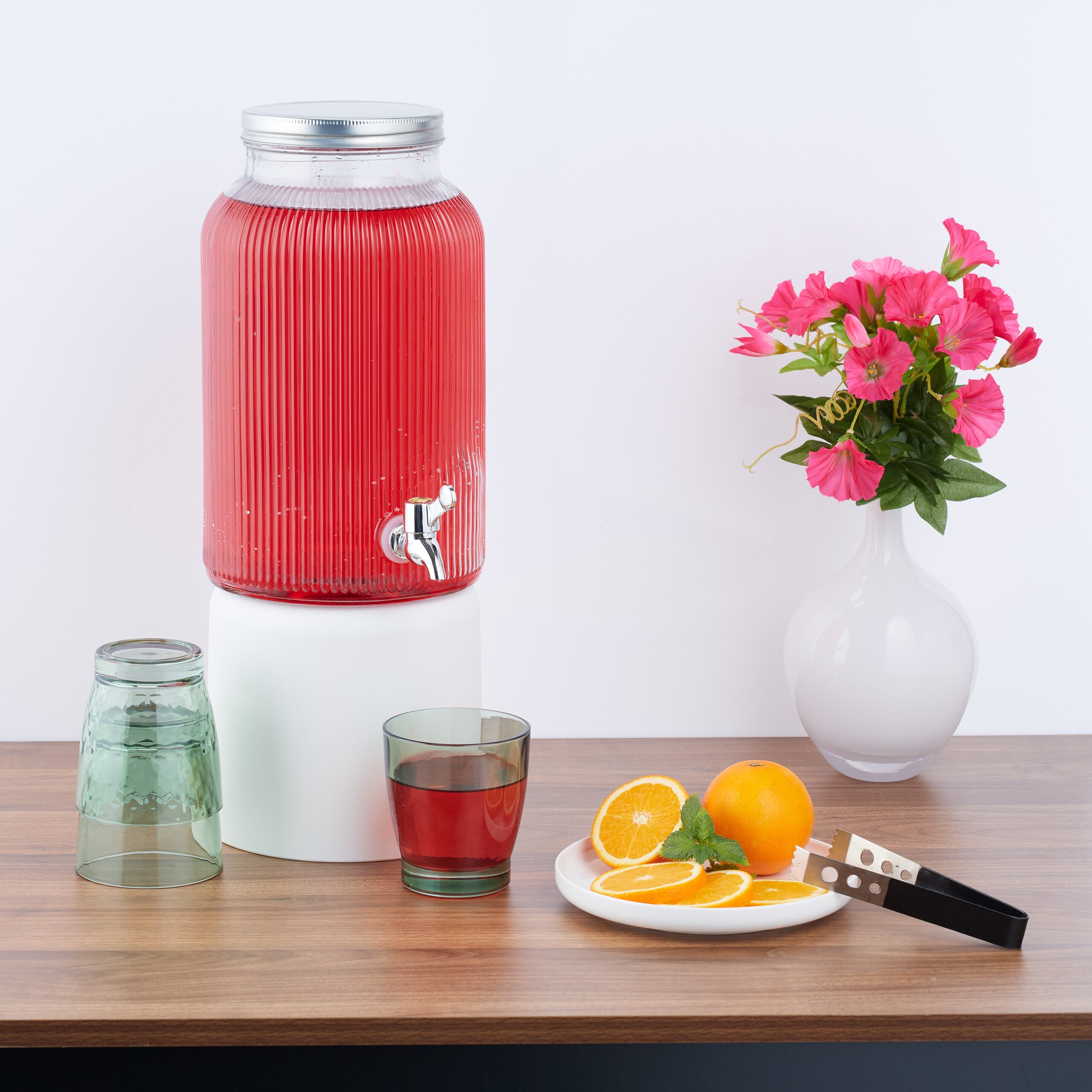 Distributeur de boissons Relaxdays nervuré - 4 litres - avec robinet - robinet de