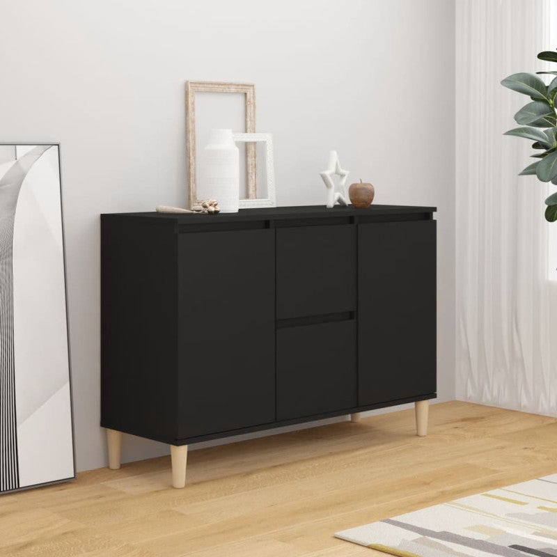 Credenza VidaXL Nera 60x30x75 Cm In Truciolato - 2 Ante, Design Minimalista, Per Soggiorno O Ingresso