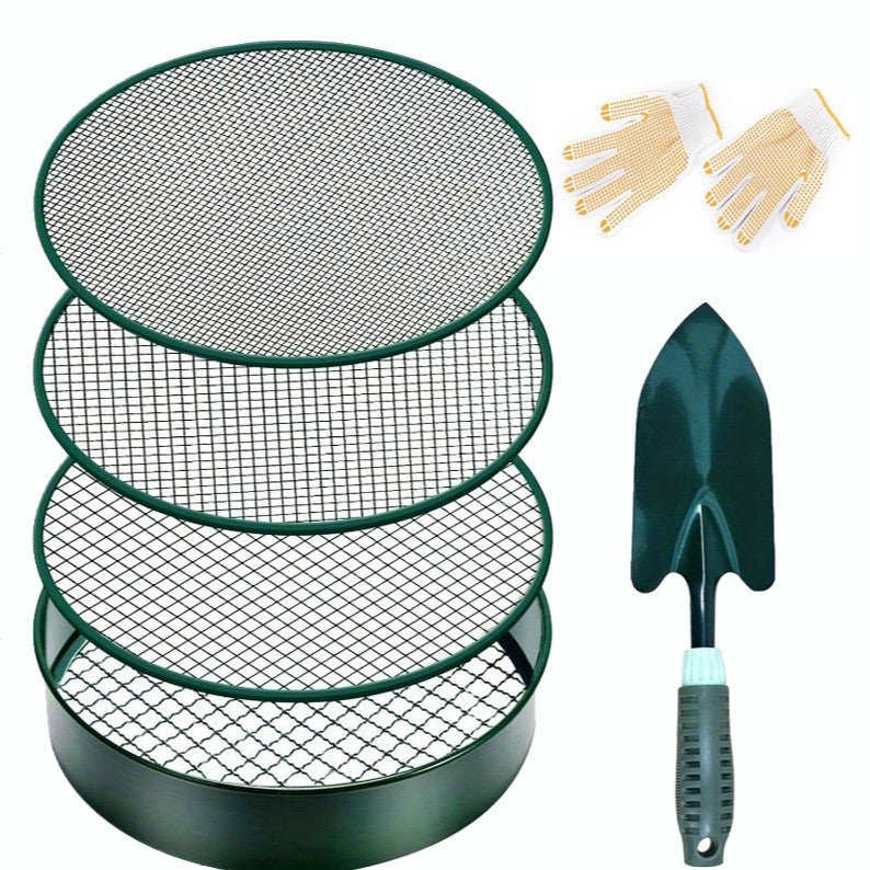 Tamis De Sol Pour Jardin Tamis Sable En Acier Inoxydable Avec 5 tamis-de-sol-pour-jardin-tamis-sable-en-acier-inoxydable-avec-5
