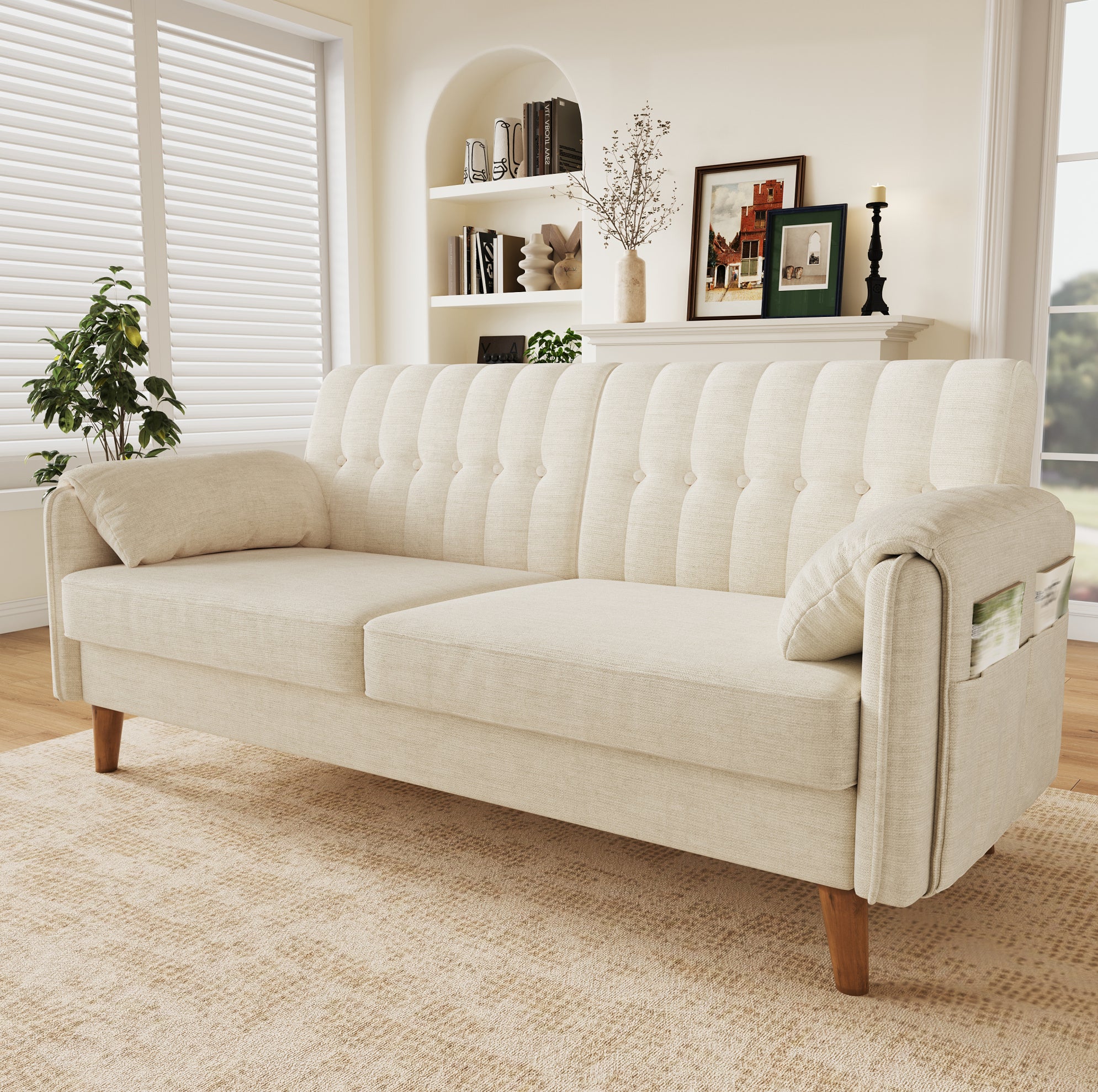 Canapé droit 2 places 161,5x79x83,5 cm design compact, structure métal ...