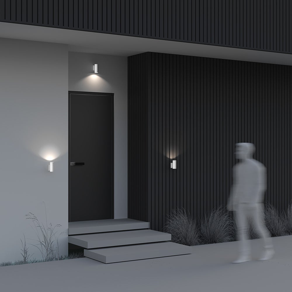 Moderna applique da esterno, applique, illuminazione per facciate, cilindro, 1 lampada, bianco, metallo, IP54, per 1 lampadina GU10 non inclusa - 5