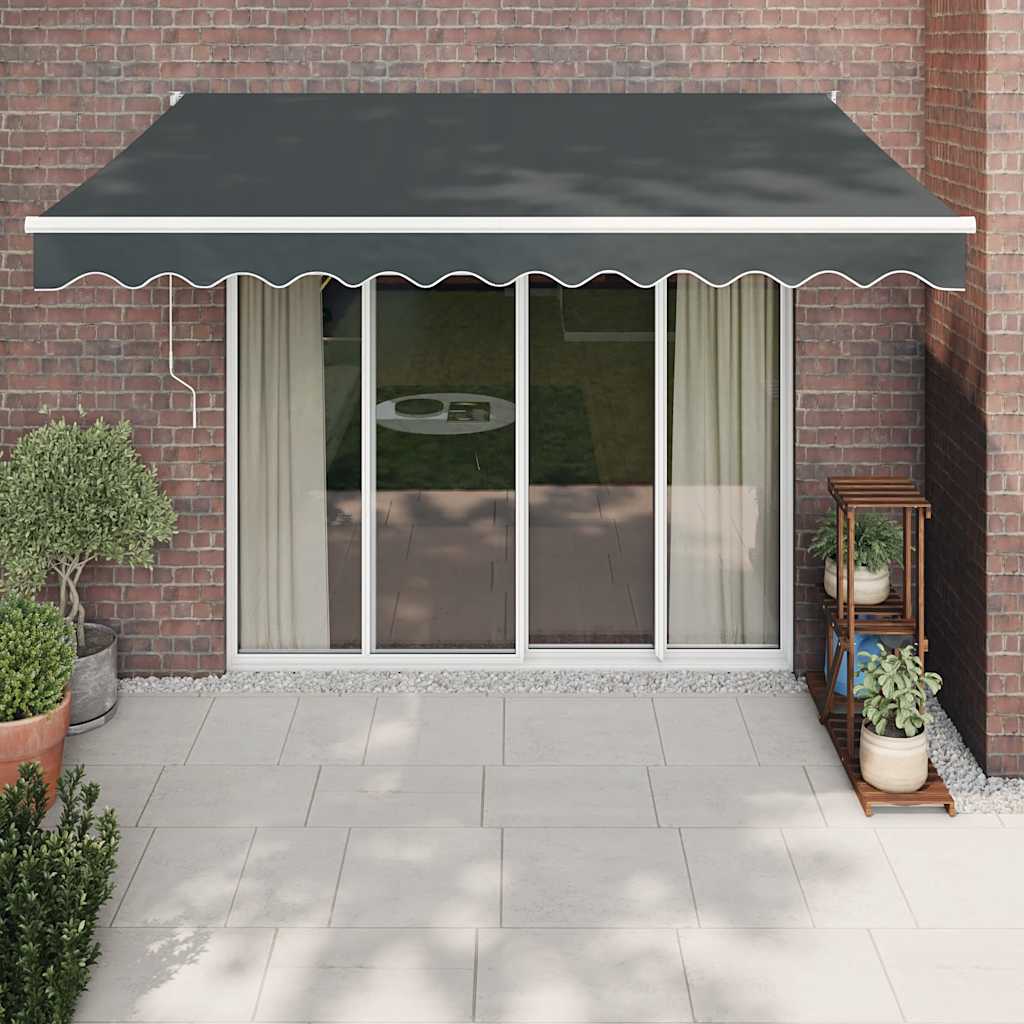 Toldo retráctil aluminio y tela gris antracita 3,5x2,5 m