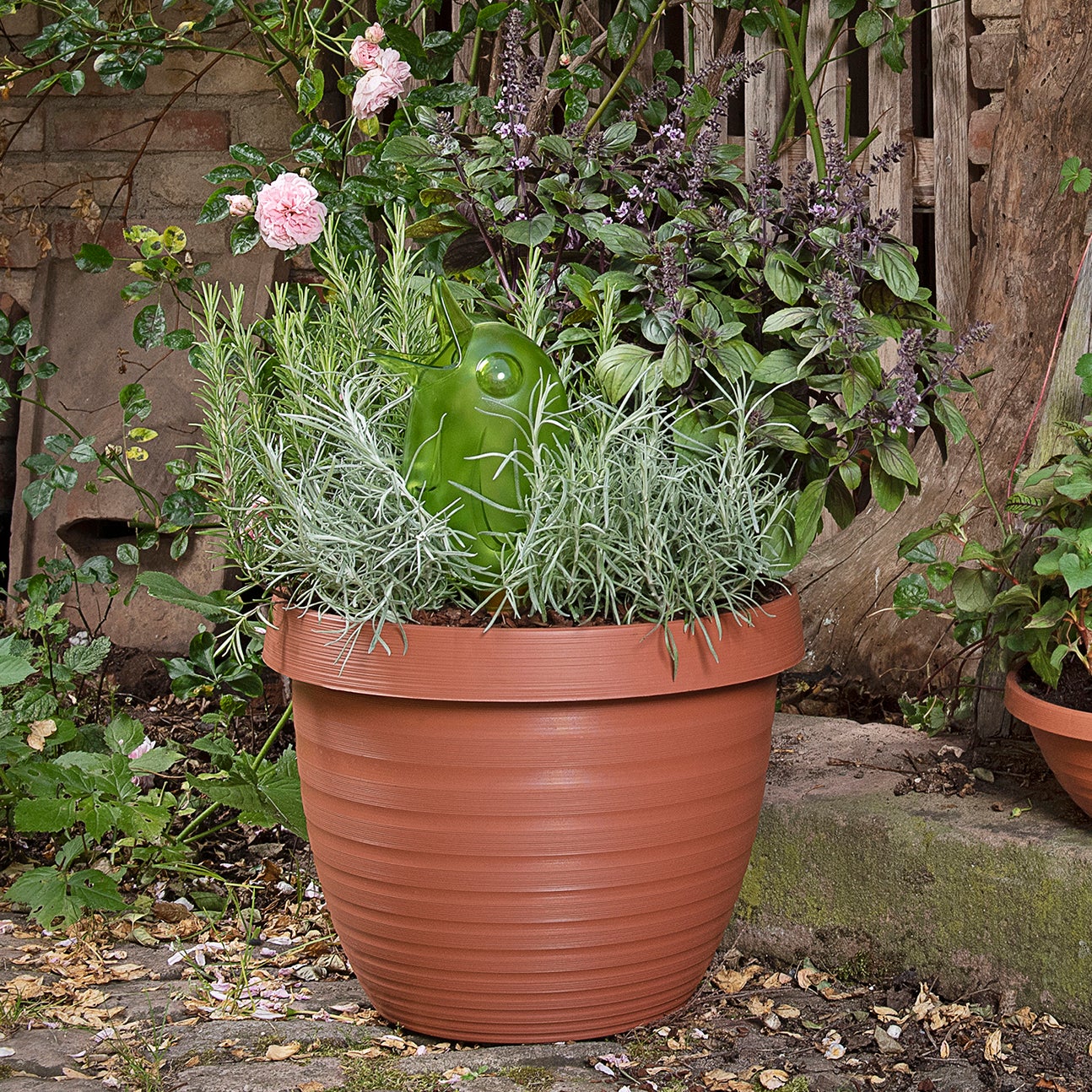 Scheurich Set de 3 pots à fleurs Country Star 40 avec soucoupes, en plastique coloris: terre cuite, 39 cm de diamètre, 30 cm de hauteur, 21,5 l vol. - 4
