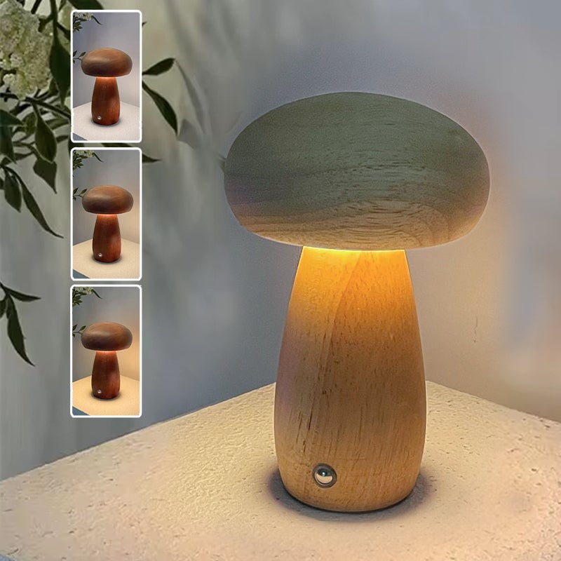 Bezprzewodowa lampa stołowa LED, ładowalna lampka biurkowa w kształcie grzyba, mała dotykowa lampka nocna, płynna regulacja jasności w 3 kolorach