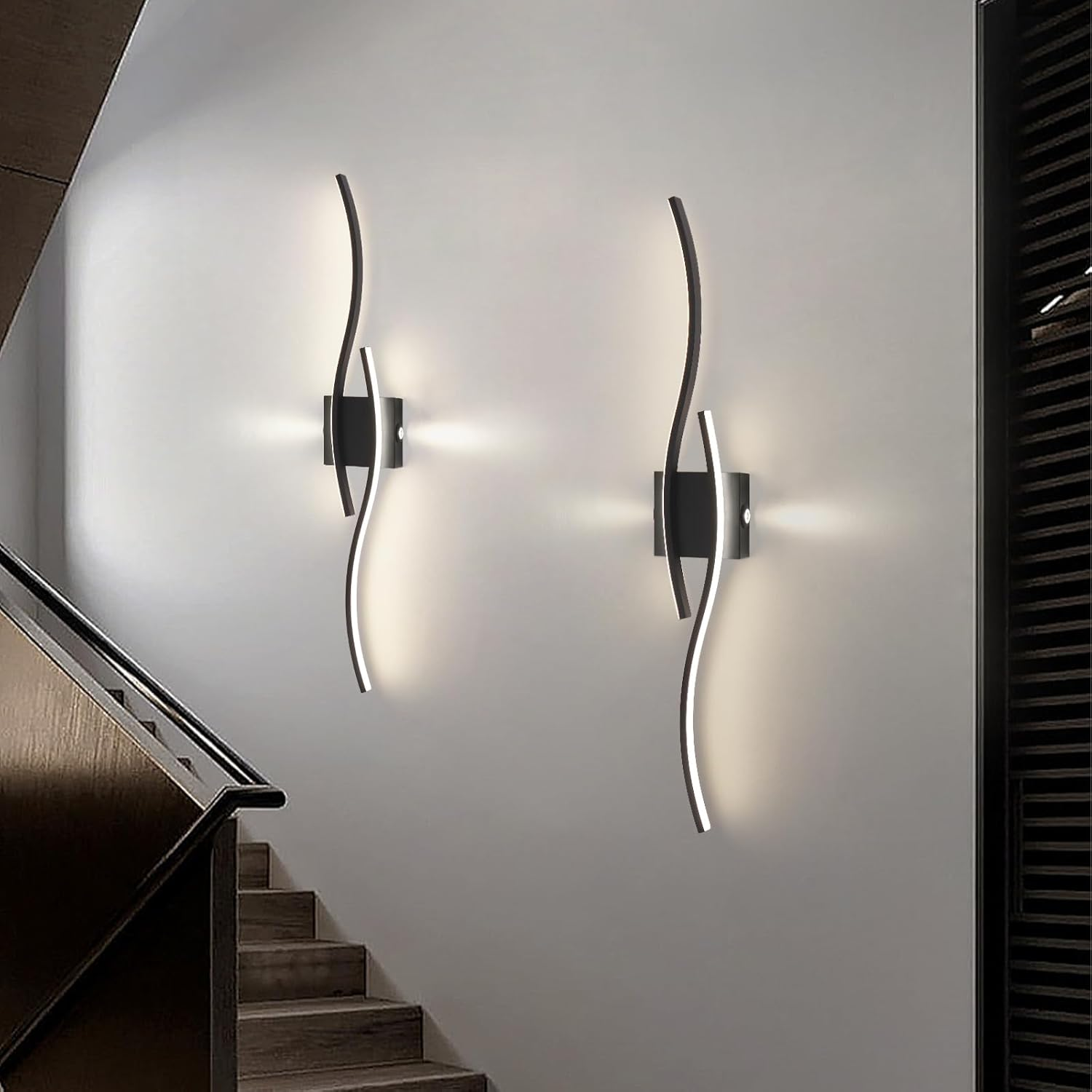 Aplique de pared de arco moderno, lámpara de pared LED, lámpara de noche, lámpara de techo, lámpara decorativa, 60 cm x 15 cm (luz cálida) - 5