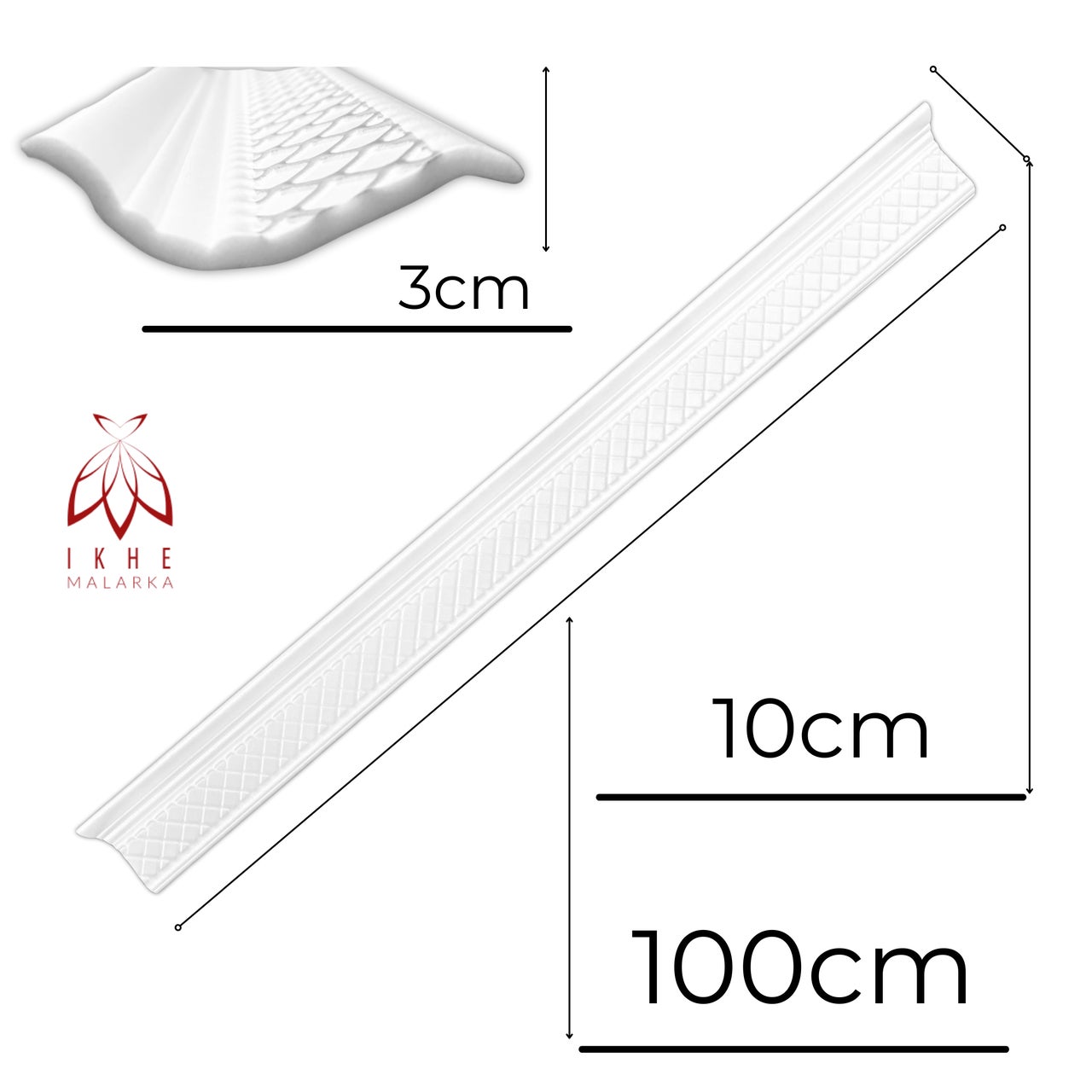 Cornisas de poliestireno XPS – molduras blancas para techo y pared – ligeras molduras decorativas de estuco 1 m (V02-08) - 4