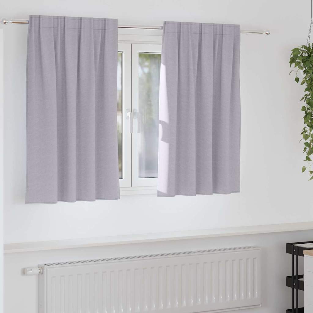 Firany blackout z kółkami 2 pcs Metaliczny Szary 140 x 140 cm vidaXL